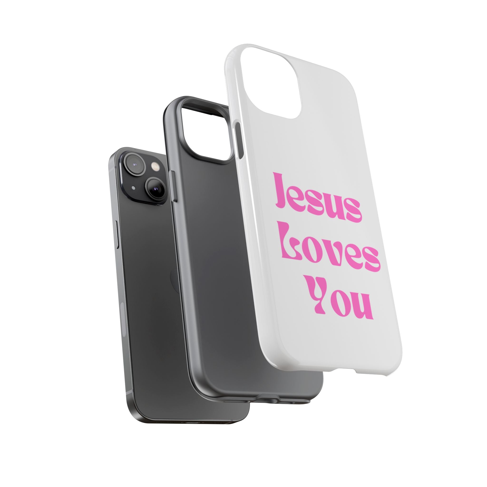 Jesus Loves You Phone Case — Pink Retro Christian Phone Cover