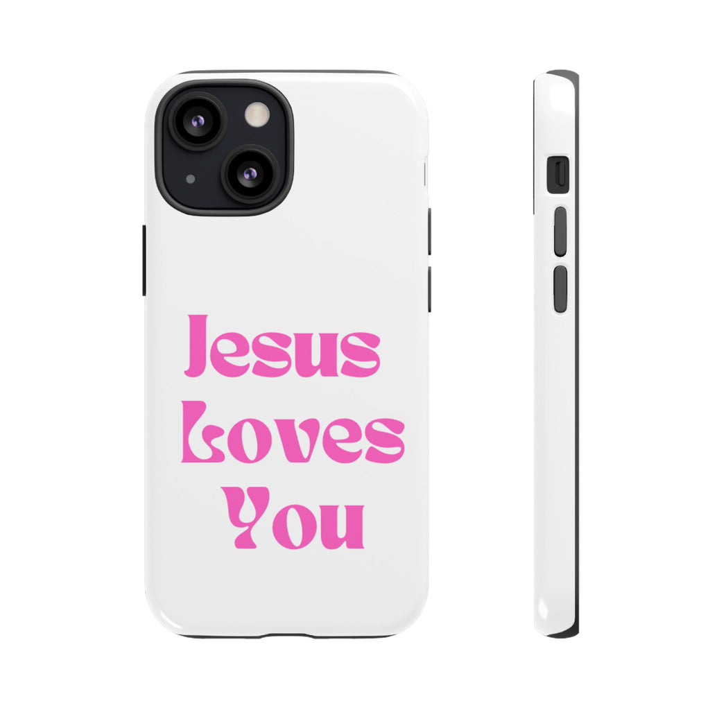 Jesus Loves You Phone Case — Pink Retro Christian Phone Cover