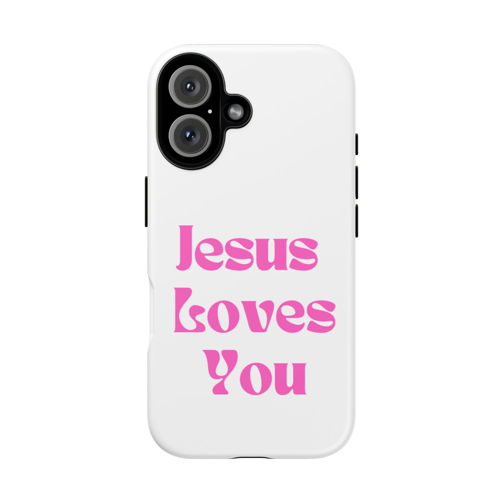 Jesus Loves You Phone Case — Pink Retro Christian Phone Cover