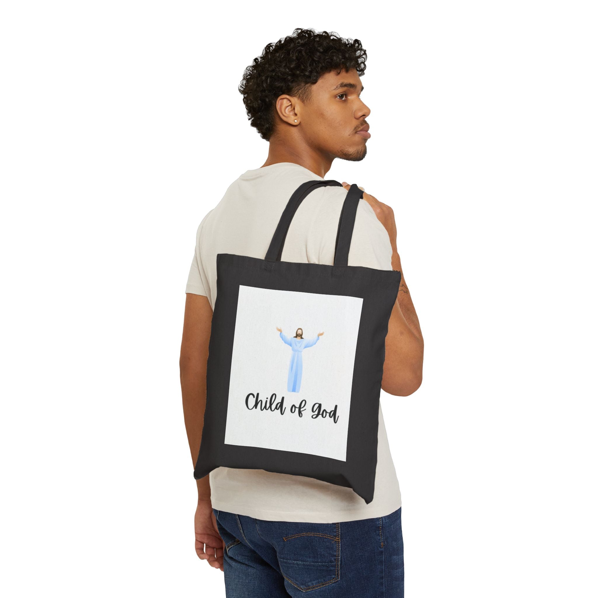 Religious Tote Bag - "Child of God" Canvas Grocery & Bible Carryall