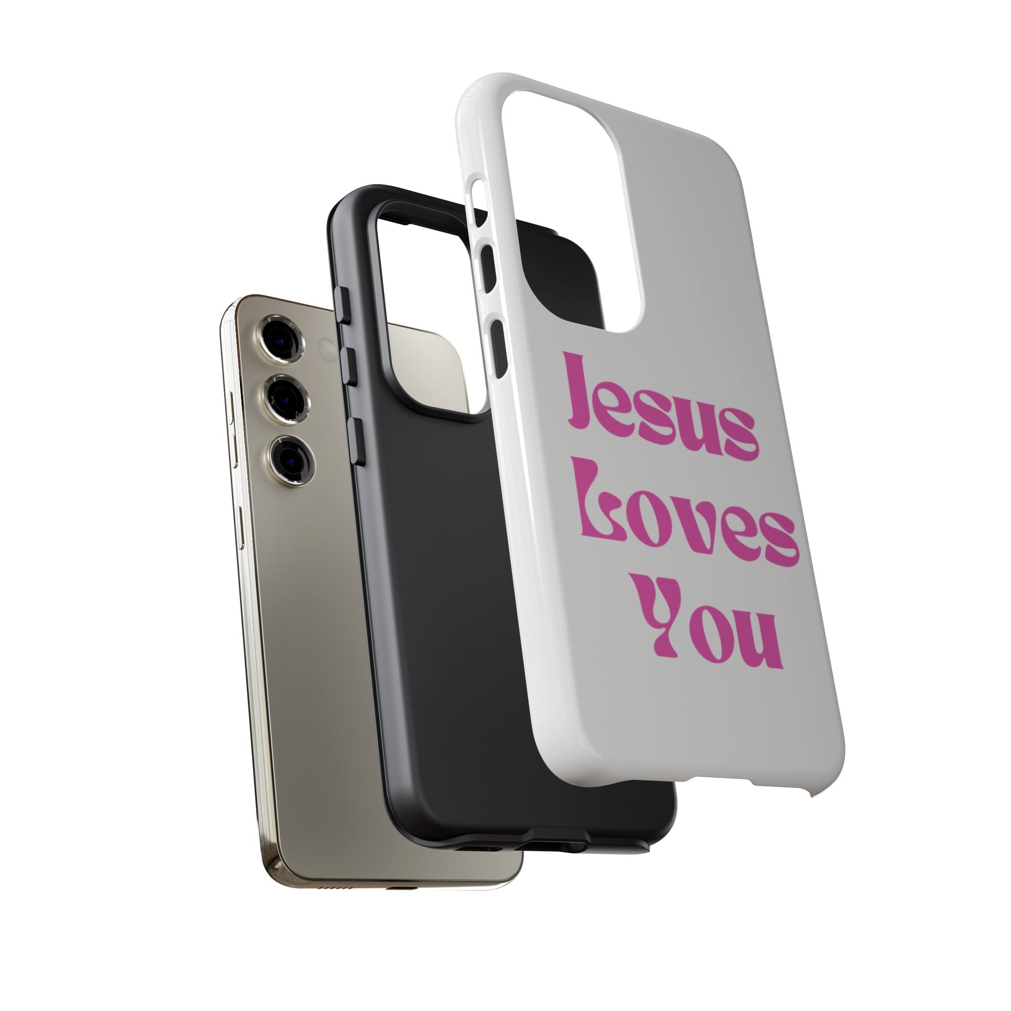 Jesus Loves You Phone Case — Pink Retro Christian Phone Cover