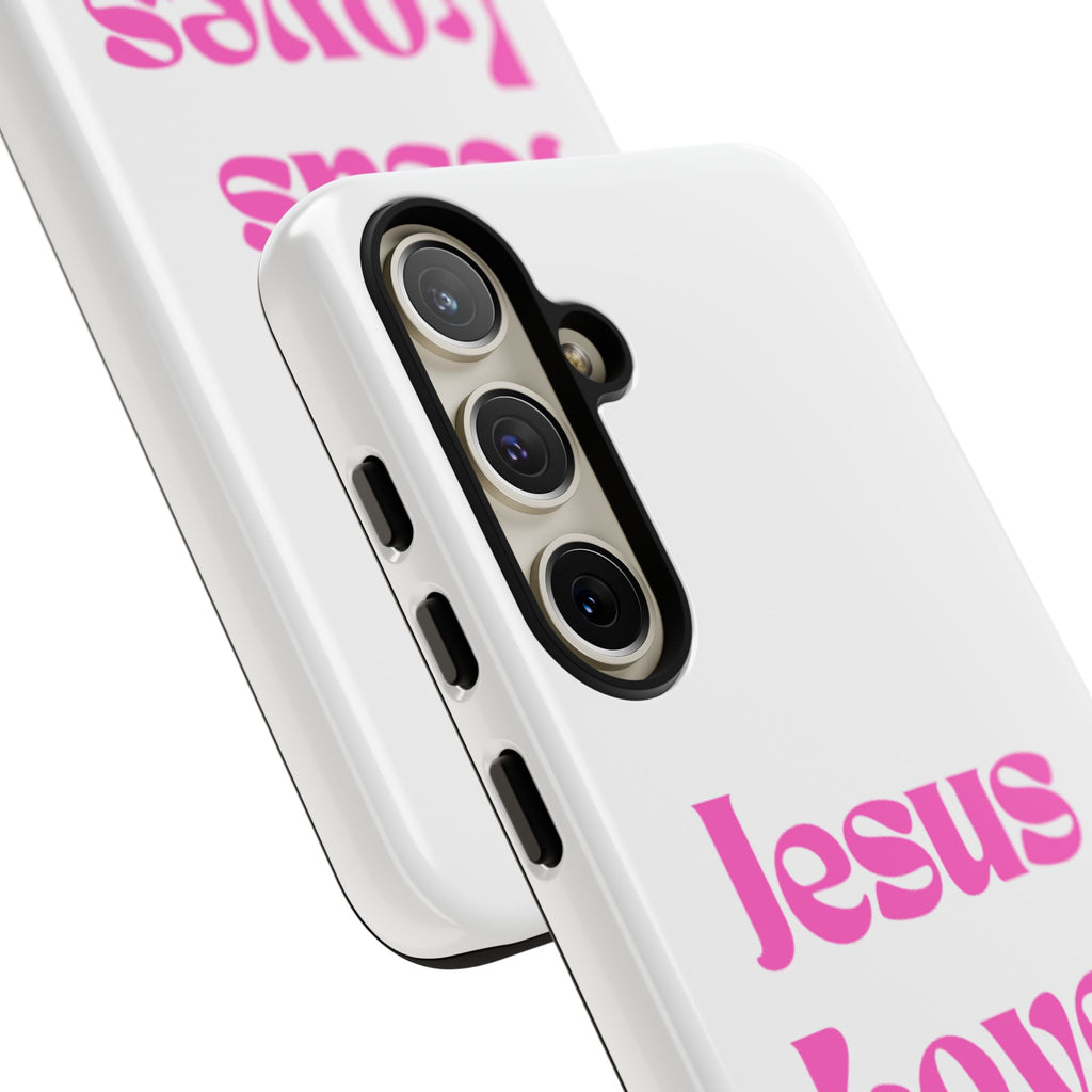 Jesus Loves You Phone Case — Pink Retro Christian Phone Cover