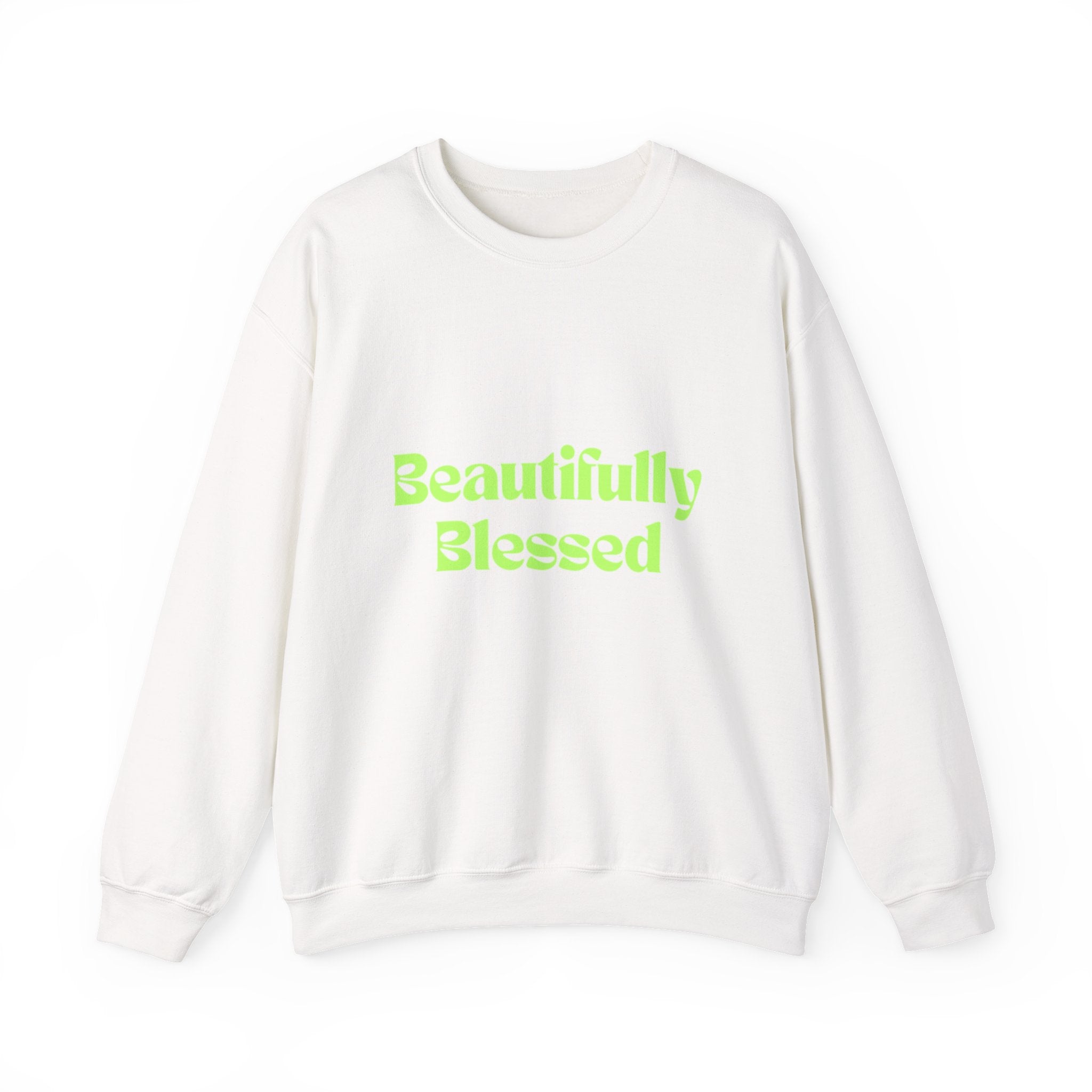 Beautifully Blessed sweatshirt | Inspirational Typography, Neon Green Text