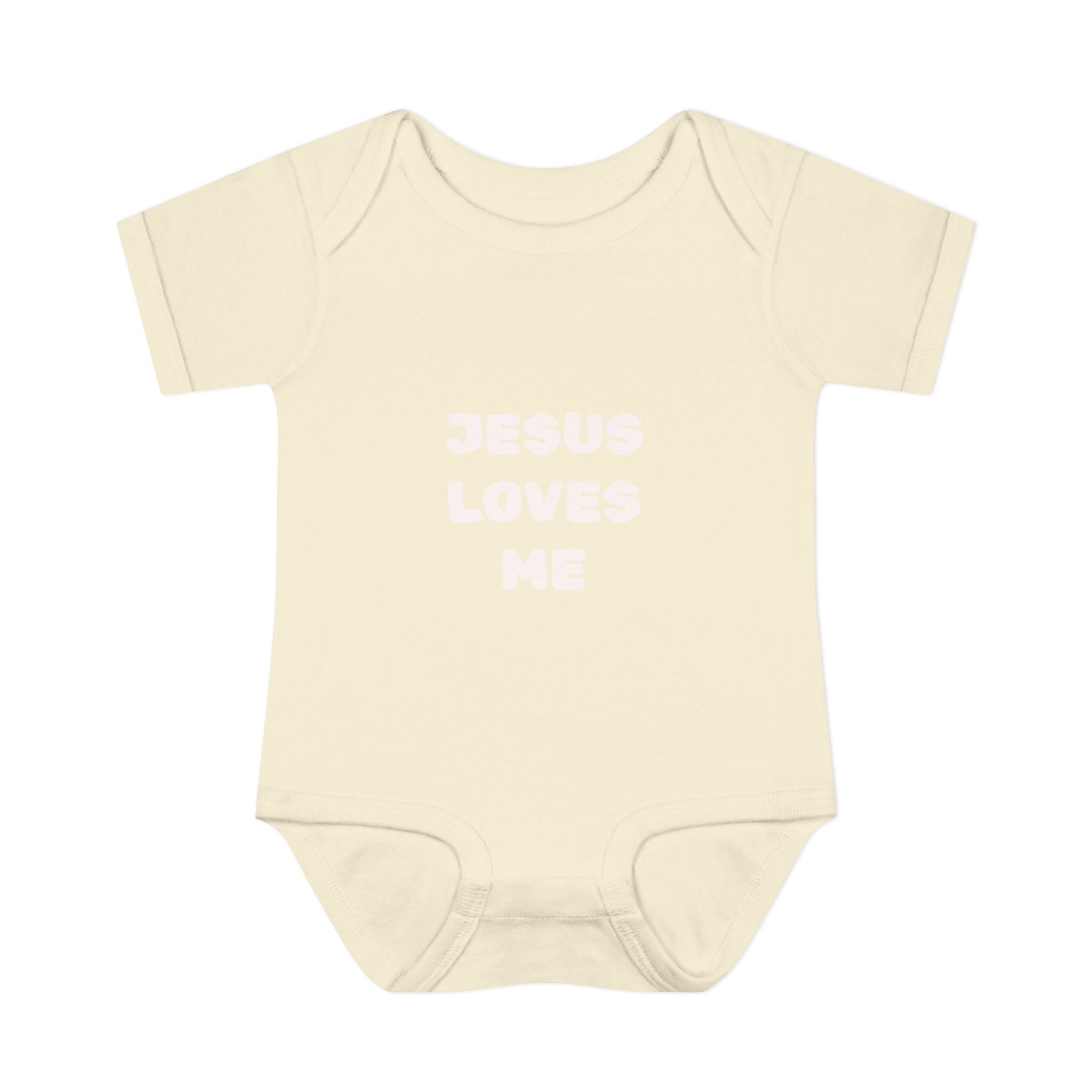 Jesus Loves Me Infant Rib One-Piece (Plain White)