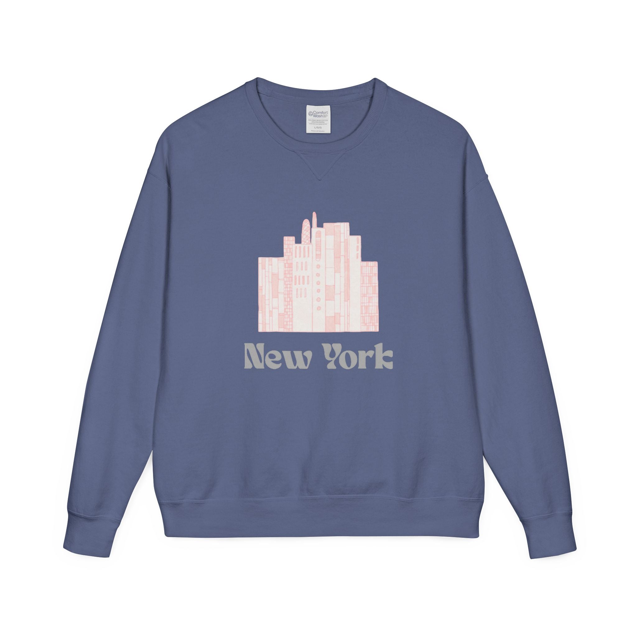 New York Skyline Crewneck Sweatshirt — Soft Pastel City Graphic