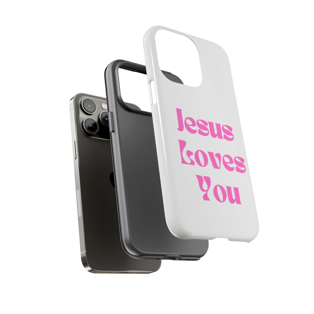 Jesus Loves You Phone Case — Pink Retro Christian Phone Cover