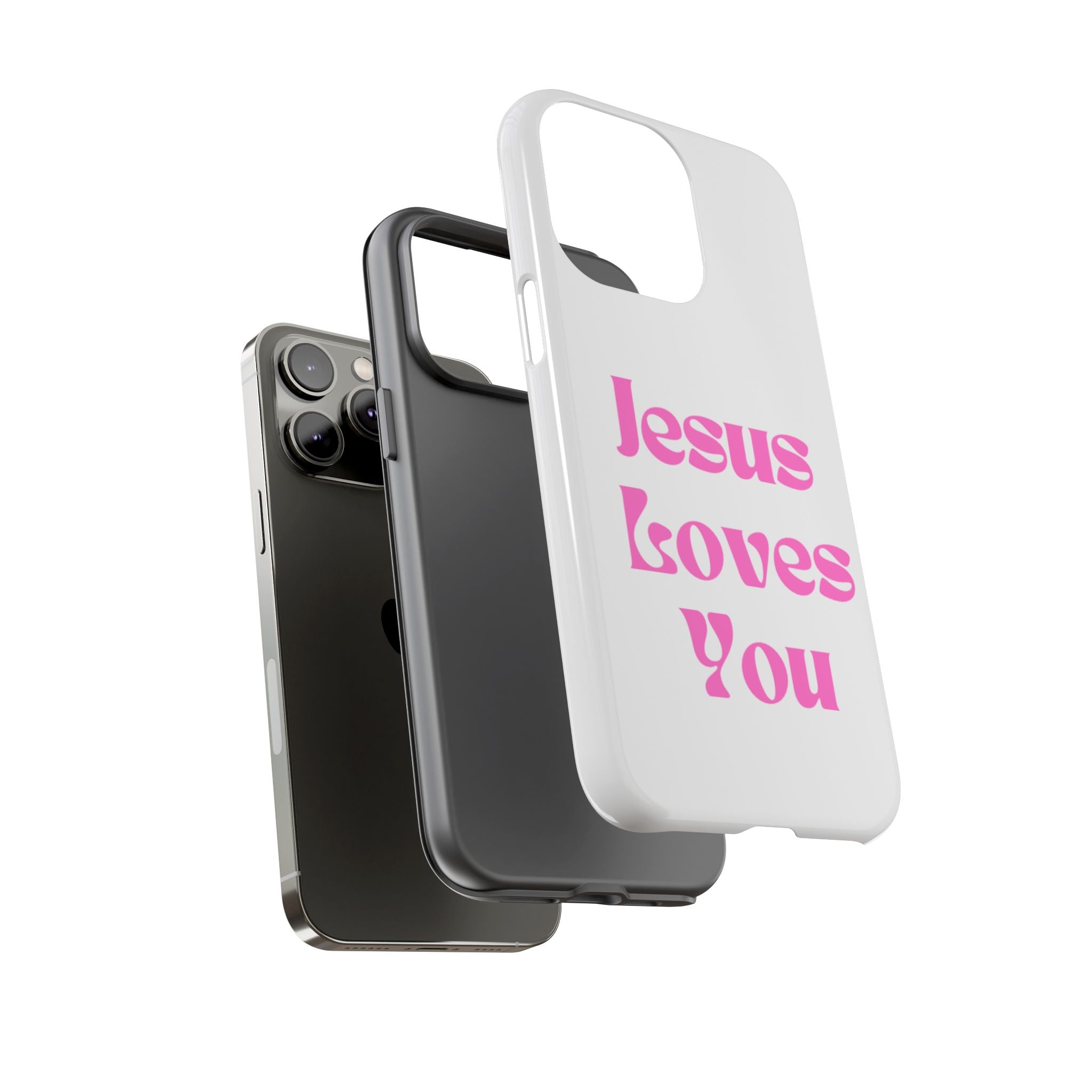 Jesus Loves You Phone Case — Pink Retro Christian Phone Cover