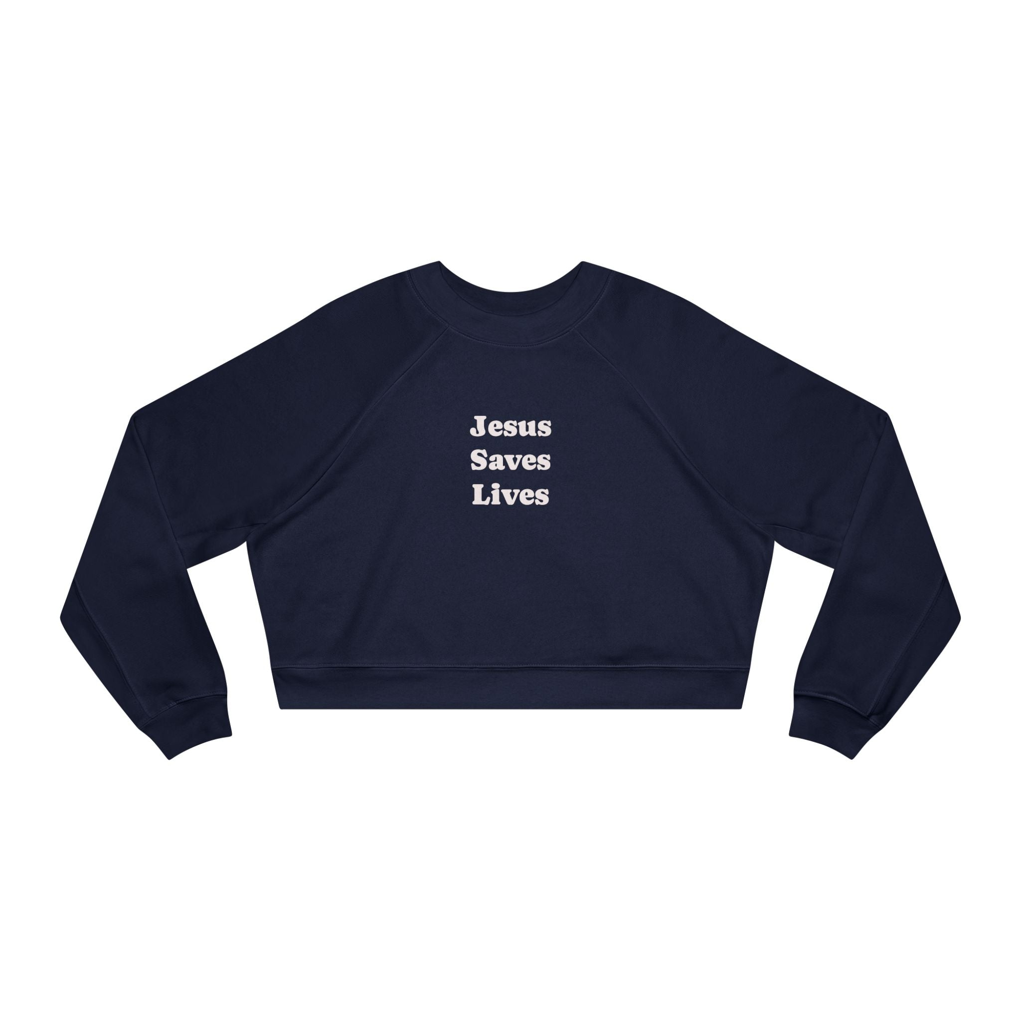 Jesus Saves Lives Cropped Pullover — Bold Faith, Cozy Fit