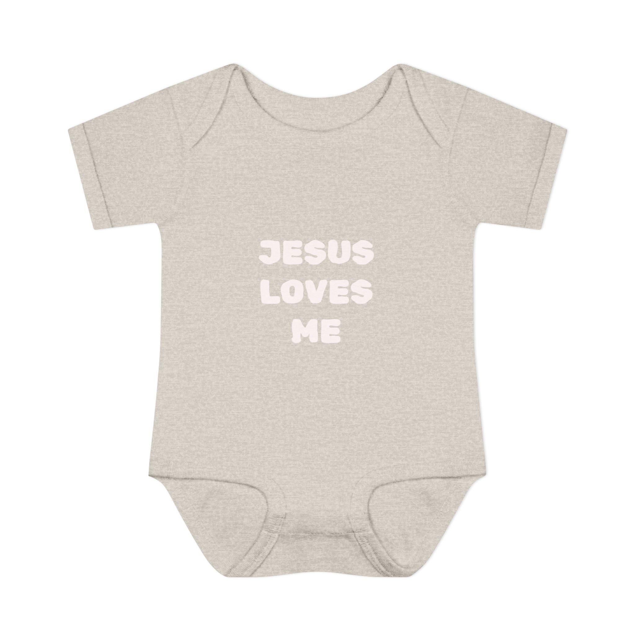 Jesus Loves Me Infant Rib One-Piece (Plain White)