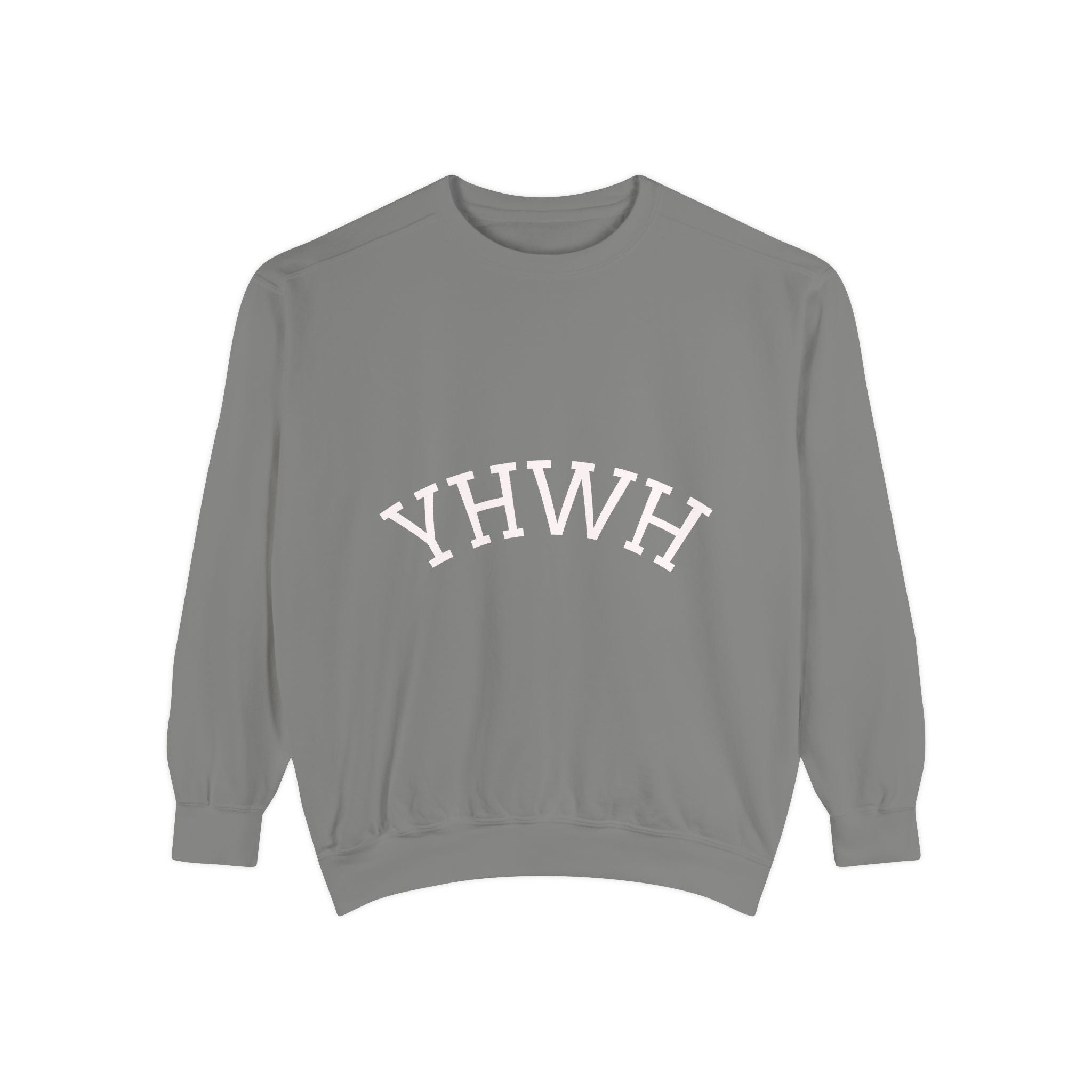 YHWH Arch Logo Sweatshirt  Soft White Garment-Dyed Crewneck