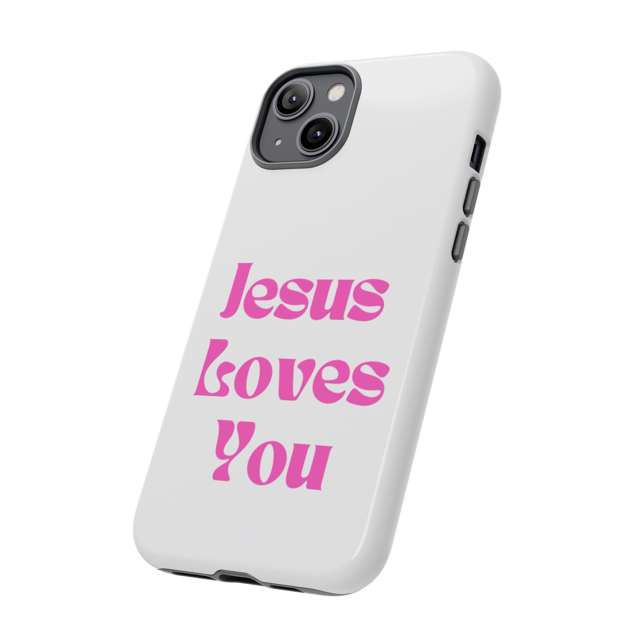 Jesus Loves You Phone Case — Pink Retro Christian Phone Cover