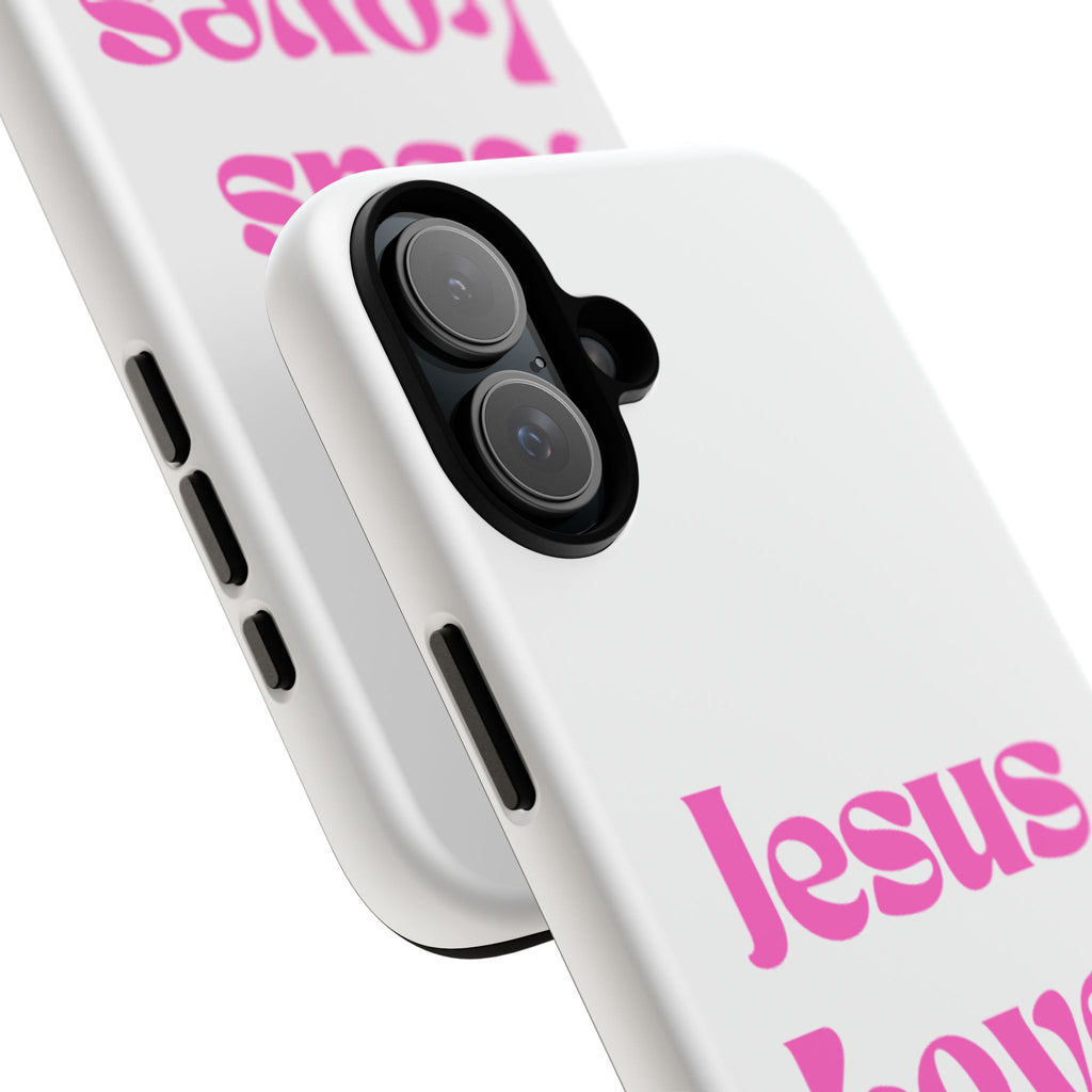 Jesus Loves You Phone Case — Pink Retro Christian Phone Cover