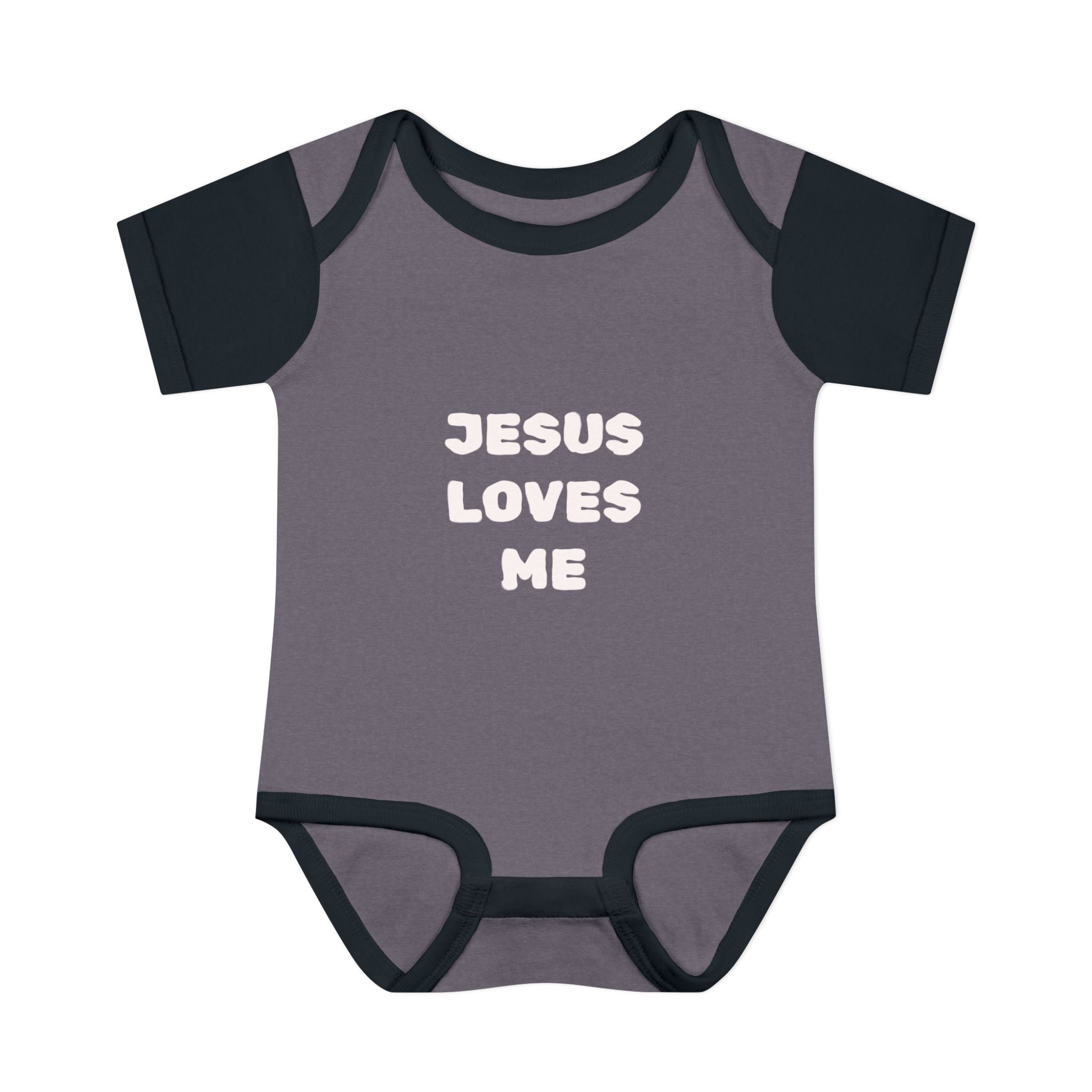 Jesus Loves Me Infant Rib One-Piece (Plain White)