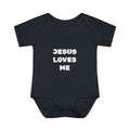 Jesus Loves Me Infant Rib One-Piece (Plain White)