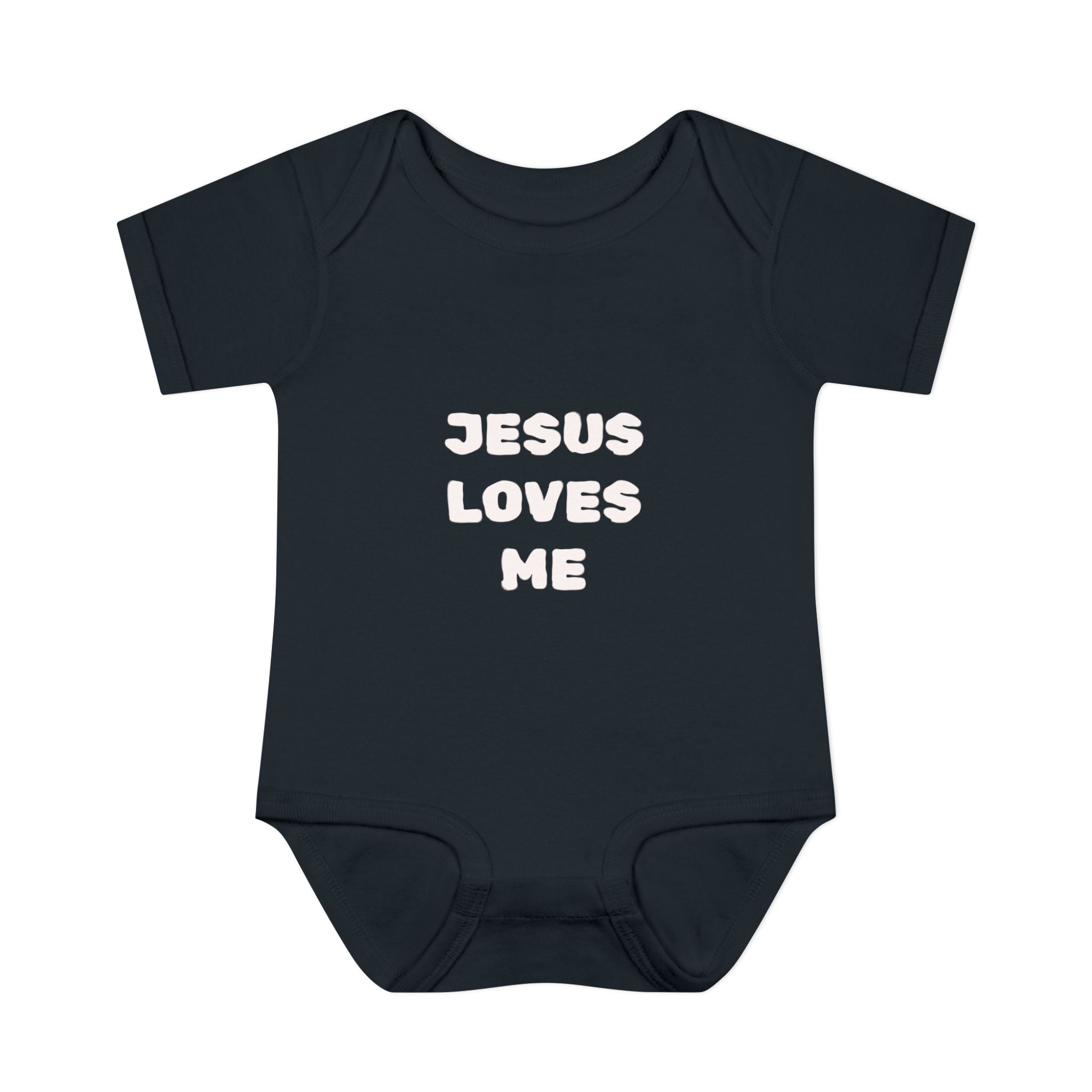 Jesus Loves Me Infant Rib One-Piece (Plain White)