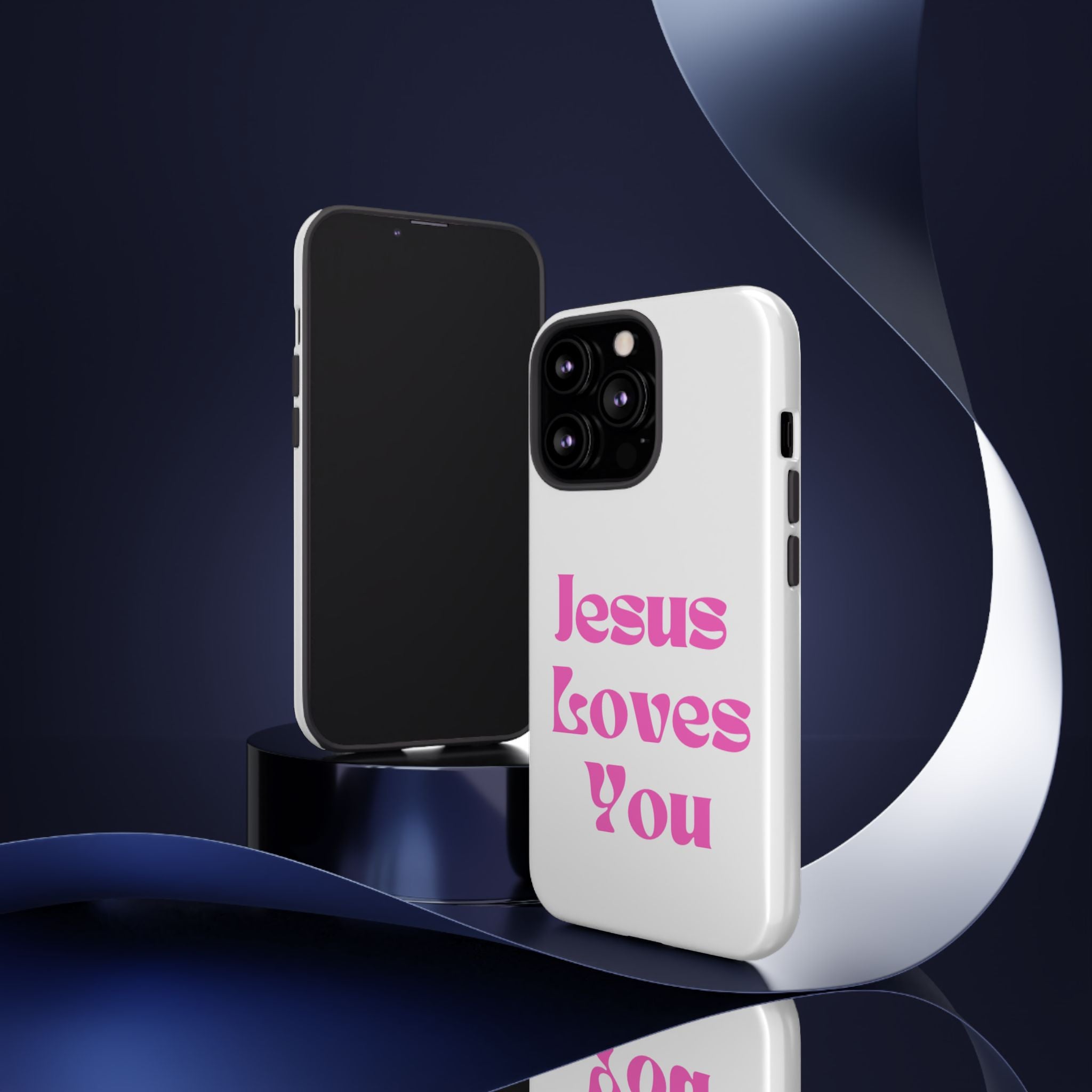 Jesus Loves You Phone Case — Pink Retro Christian Phone Cover