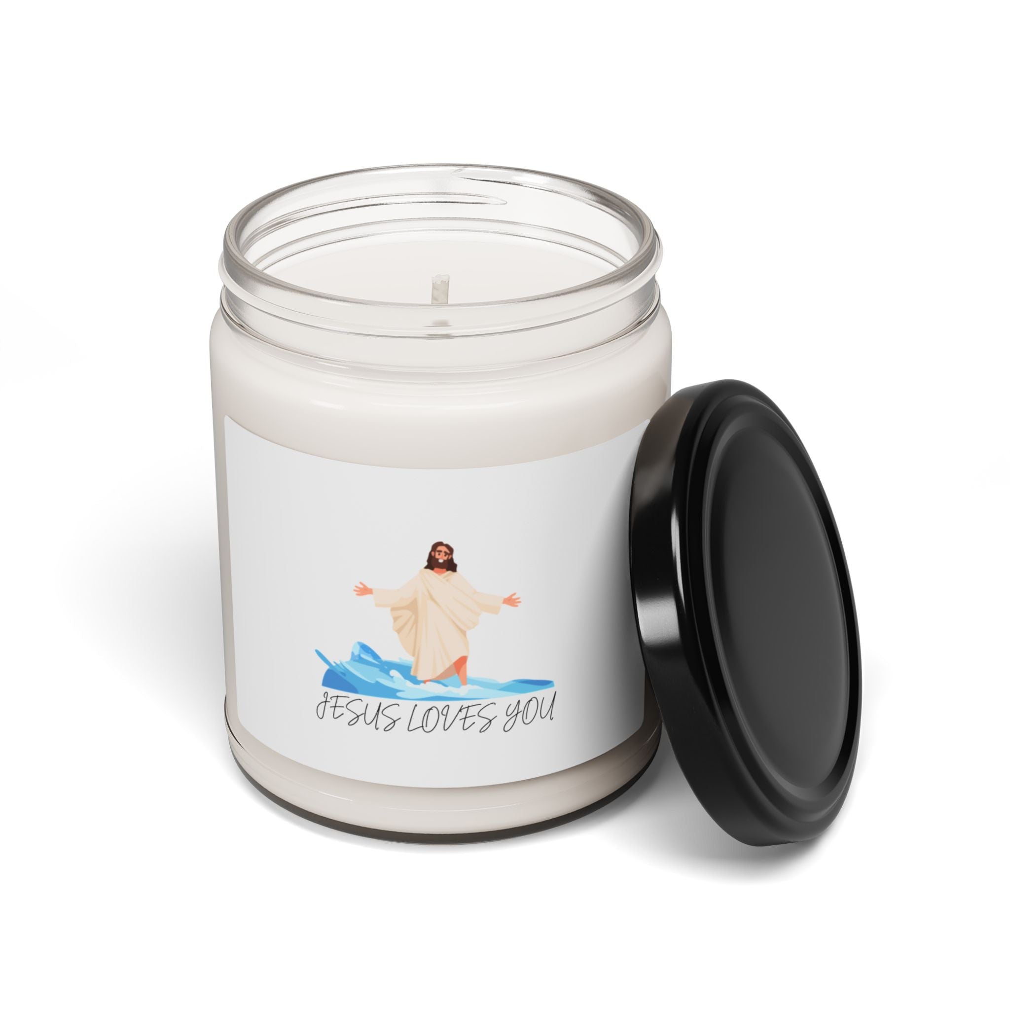 Christian Soy Candle 9oz — "Jesus Loves You" Inspirational Scented Jar