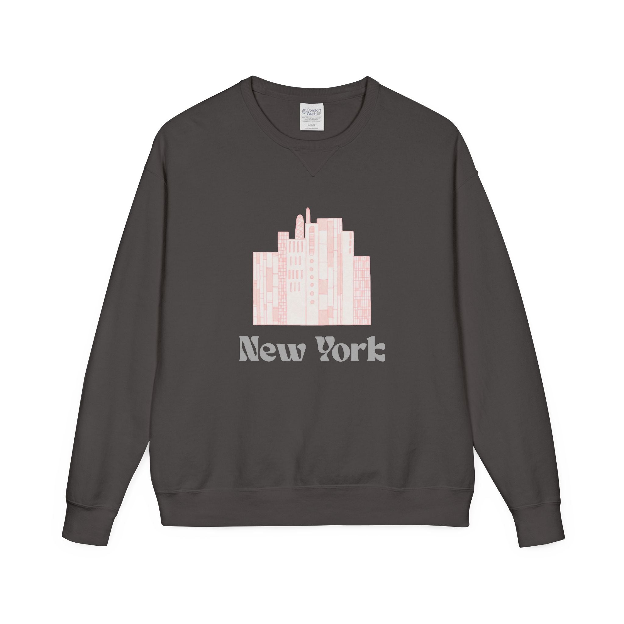 New York Skyline Crewneck Sweatshirt — Soft Pastel City Graphic