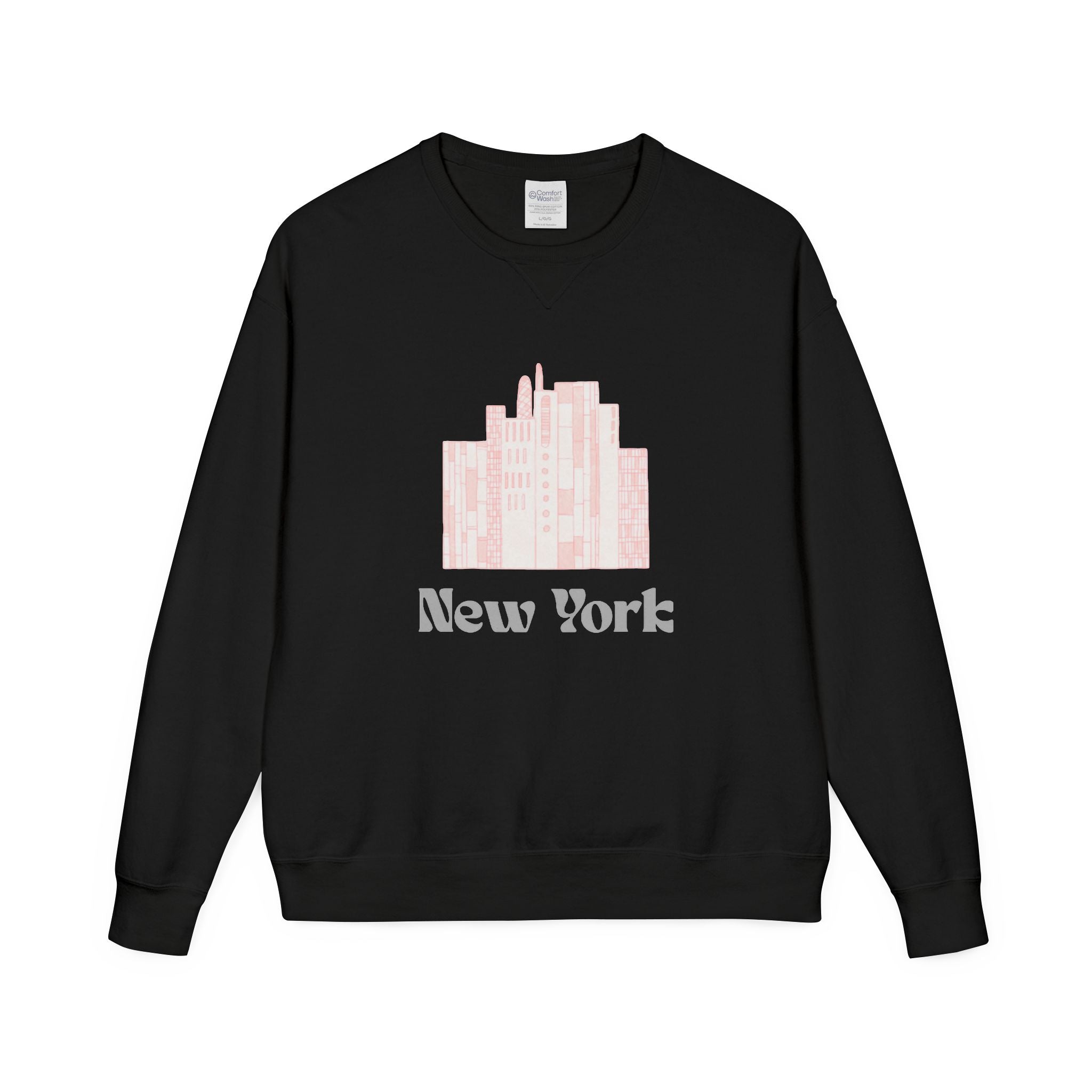New York Skyline Crewneck Sweatshirt — Soft Pastel City Graphic
