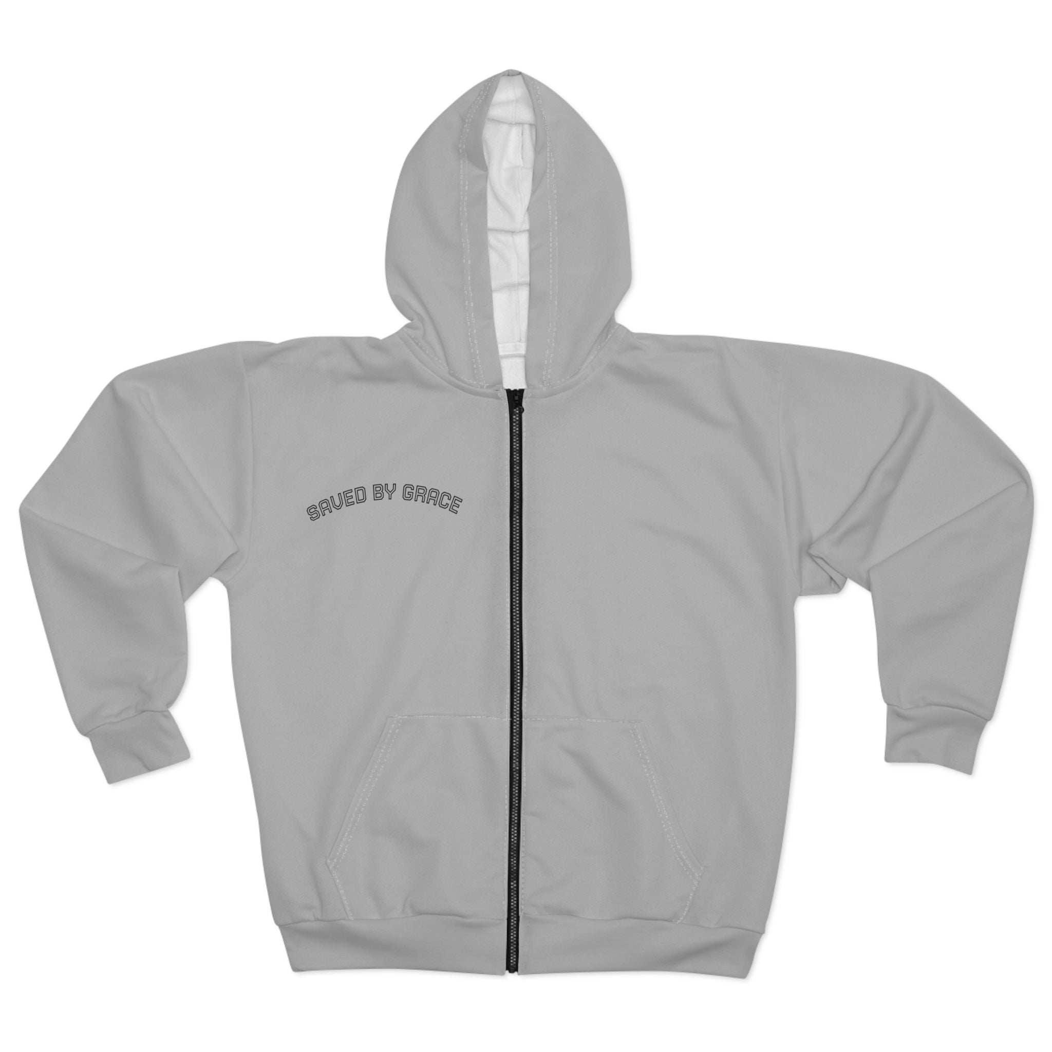 Zip Hoodie — "Shielded by Grace" Minimalist Faith Zip-Up