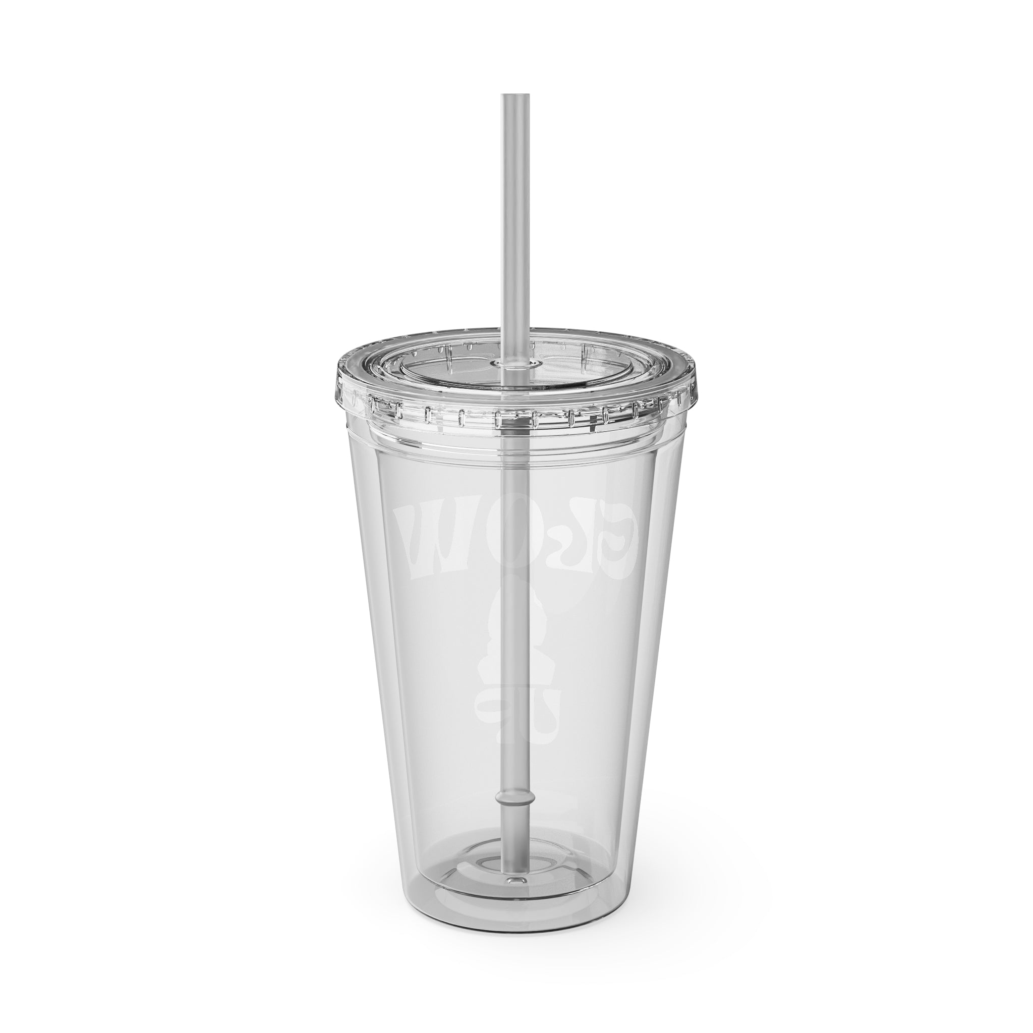 Glow Up Tumbler with Straw — 16oz Clear Sunsplash Drink Cup