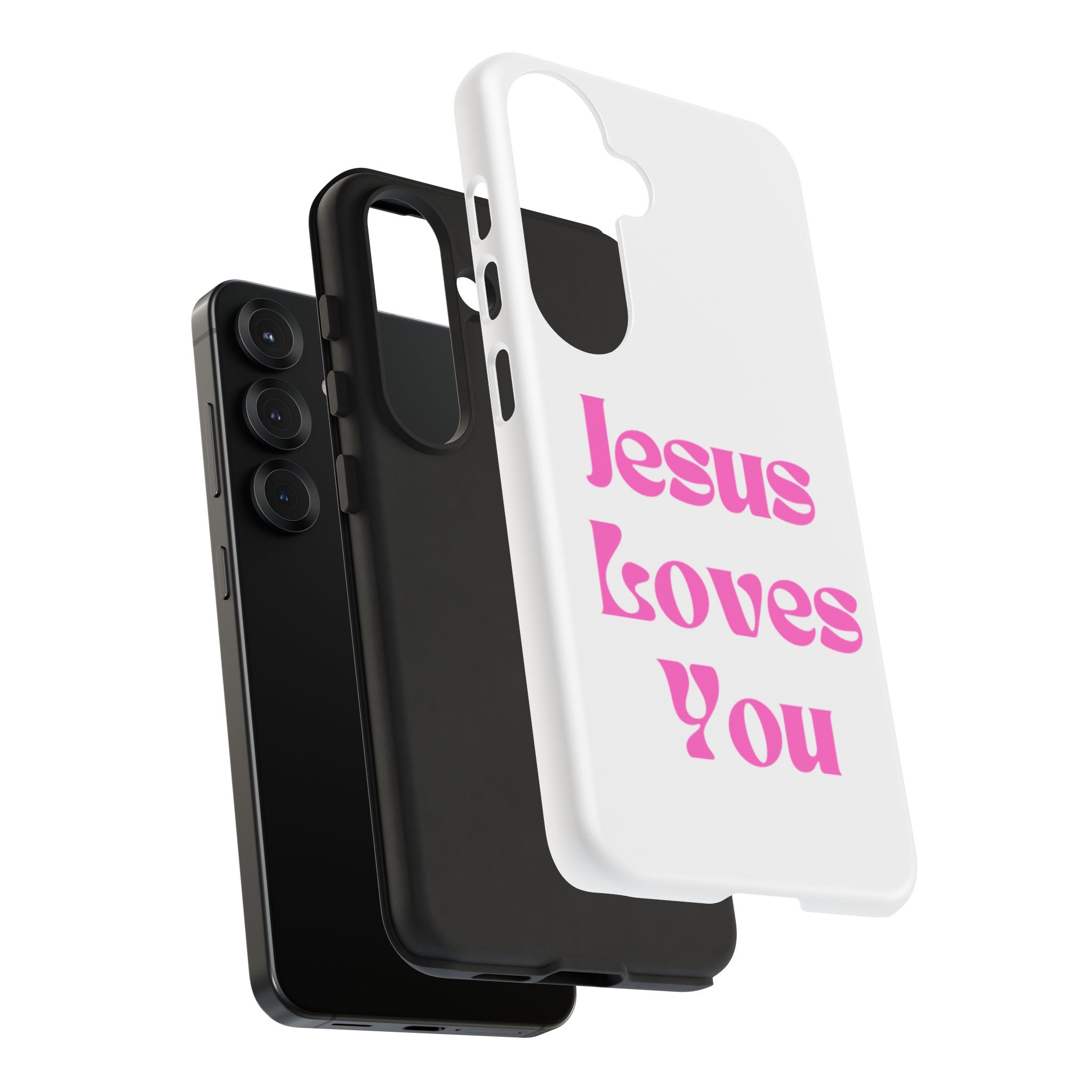 Jesus Loves You Phone Case — Pink Retro Christian Phone Cover