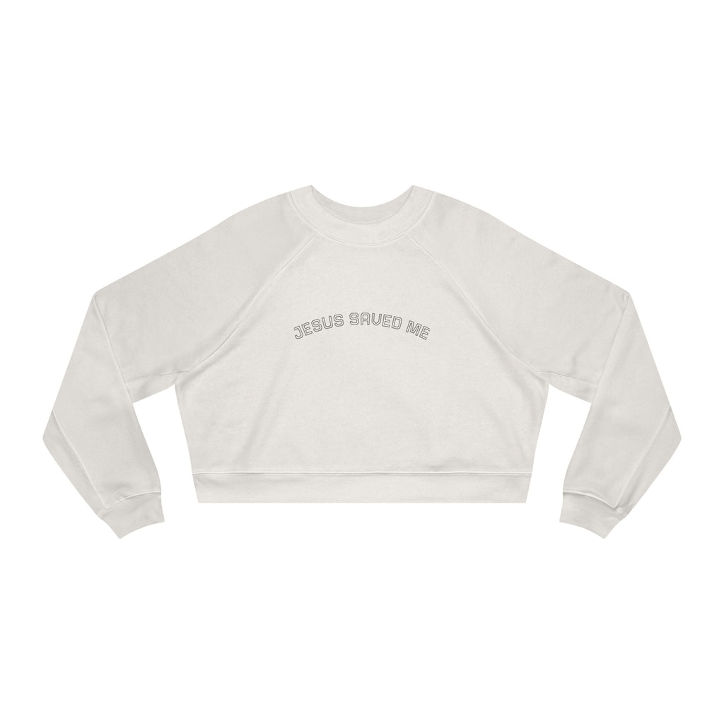 Cropped Pullover "Jesus Saved Me" — Women's Faith Graphic Sweatshirt