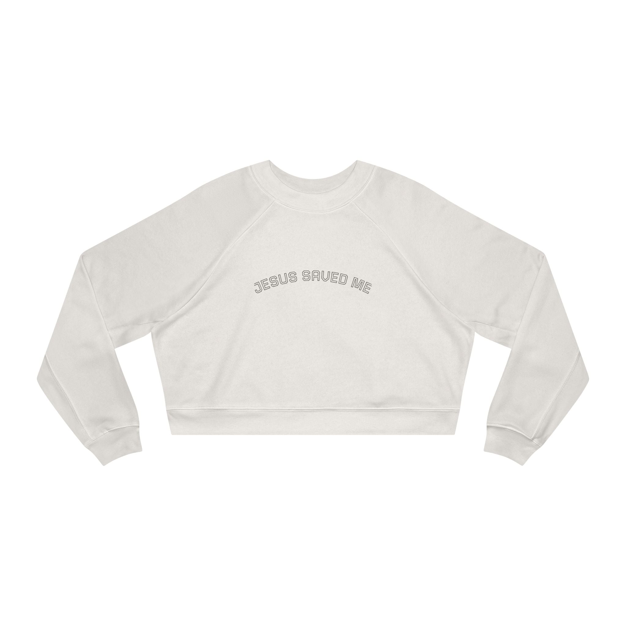 Cropped Pullover "Jesus Saved Me" — Women's Faith Graphic Sweatshirt