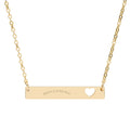 Engravable Cutout Heart Bar Necklace — Personalized Nameplate Pendant (Silver or Rose Gold)