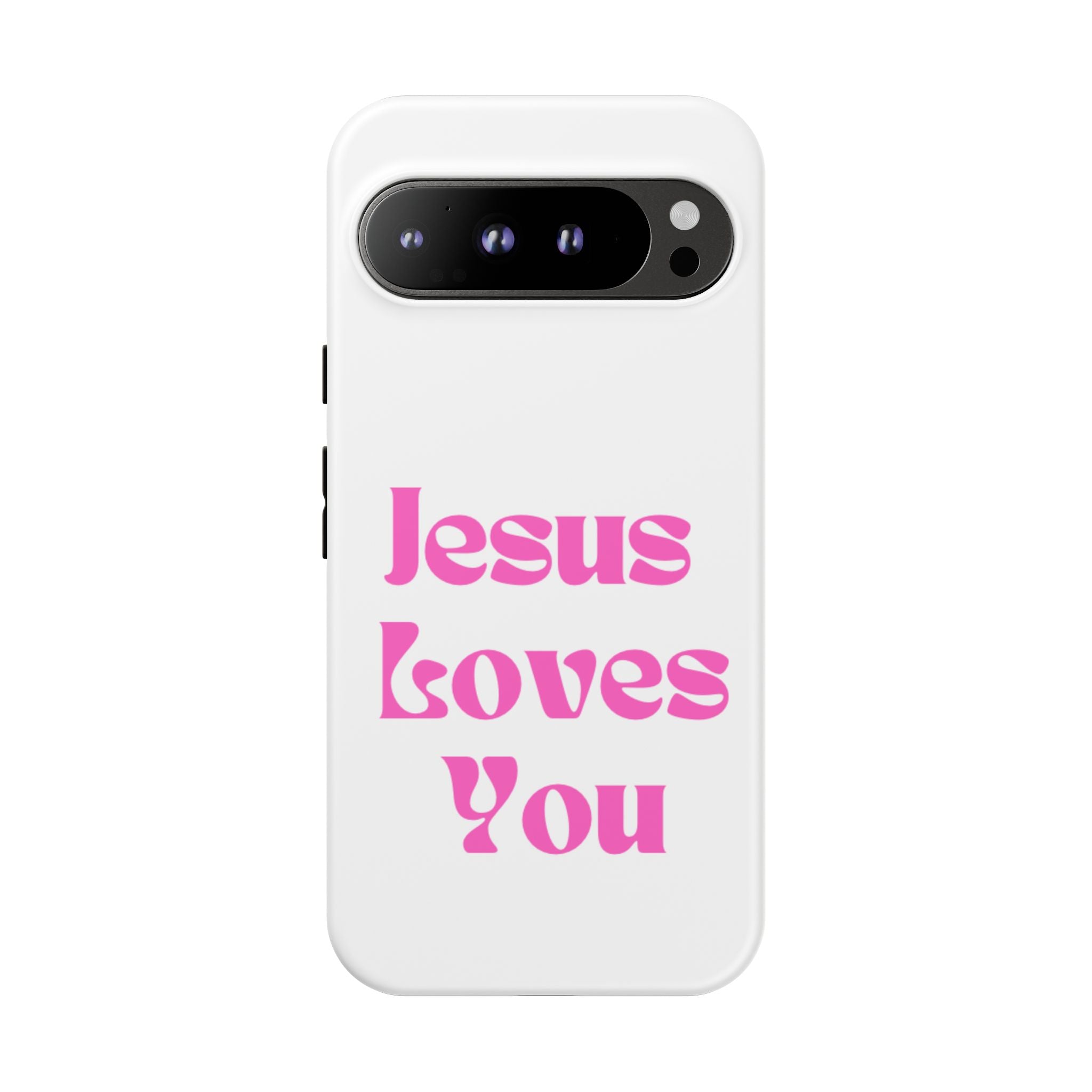 Jesus Loves You Phone Case — Pink Retro Christian Phone Cover