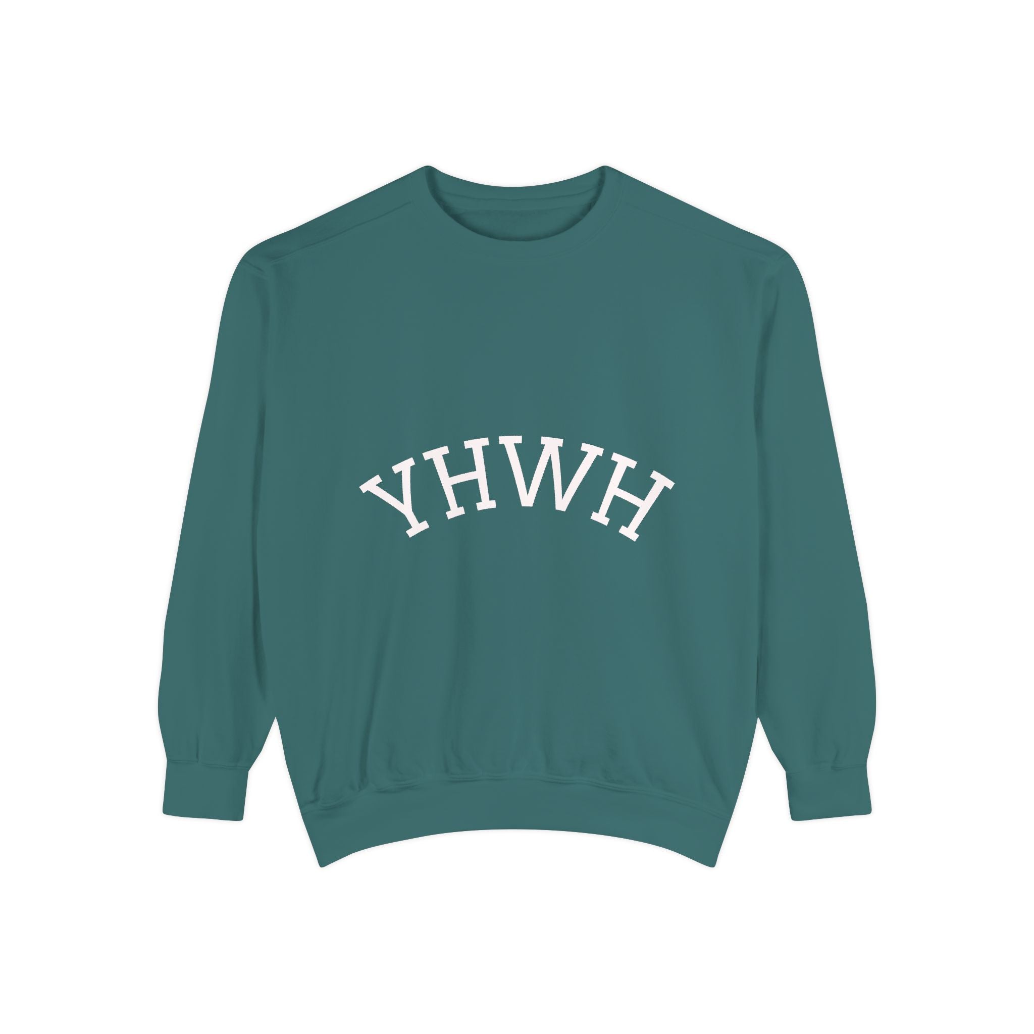 YHWH Arch Logo Sweatshirt  Soft White Garment-Dyed Crewneck