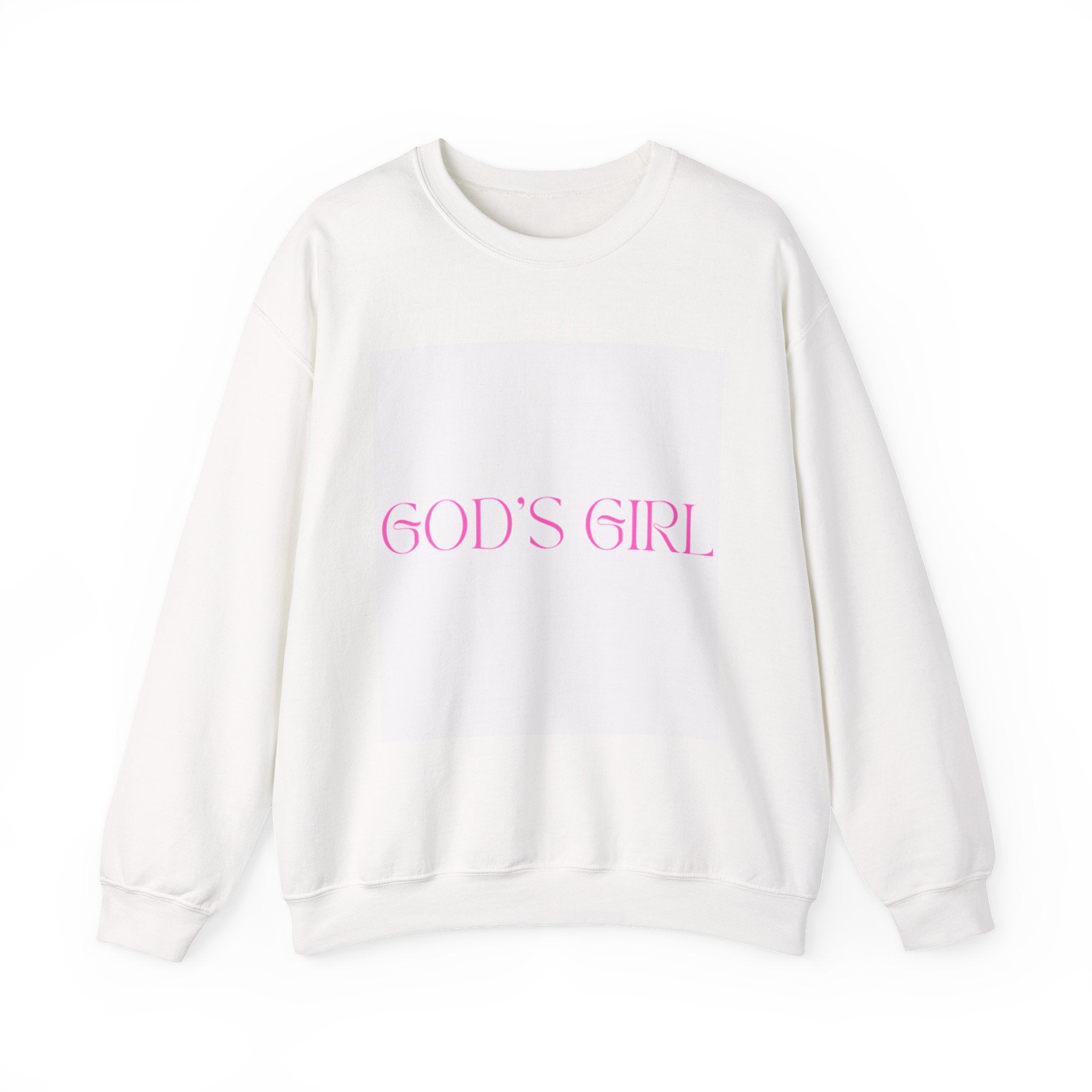 Crewneck Sweatshirt — "GOD'S GIRL" Pink Script Christian Pullover