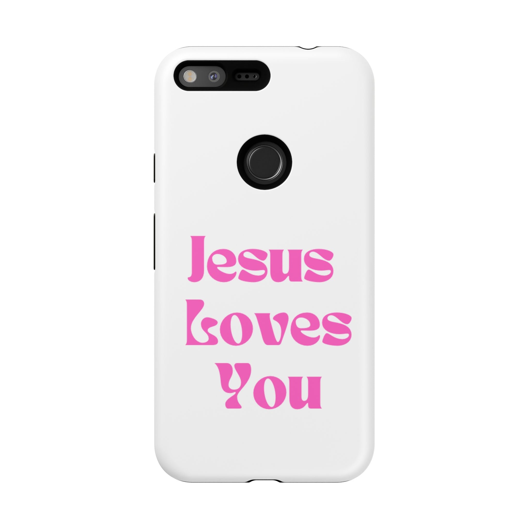 Jesus Loves You Phone Case — Pink Retro Christian Phone Cover