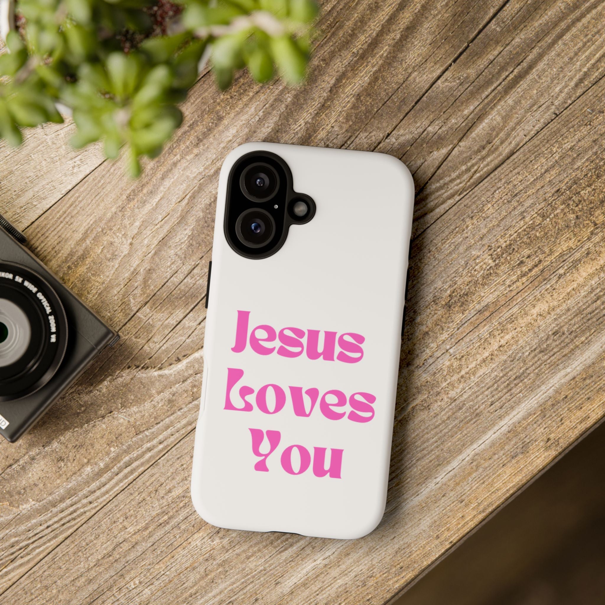 Jesus Loves You Phone Case — Pink Retro Christian Phone Cover
