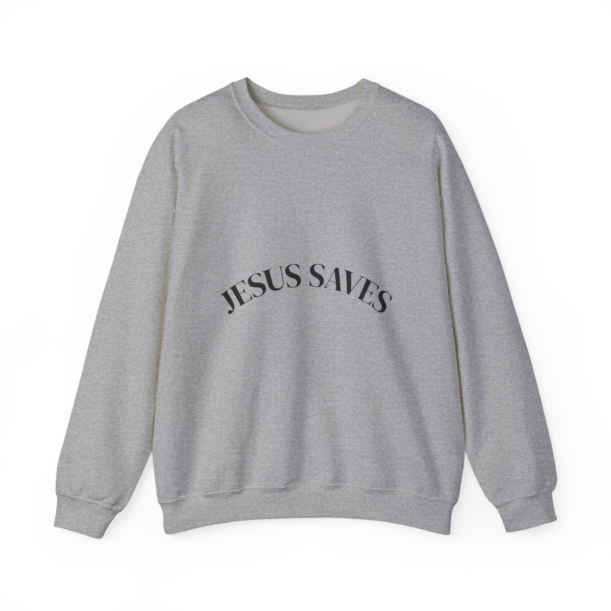 Crewneck Sweatshirt – "Jesus Saves" Minimalist Christian Faith Pullover