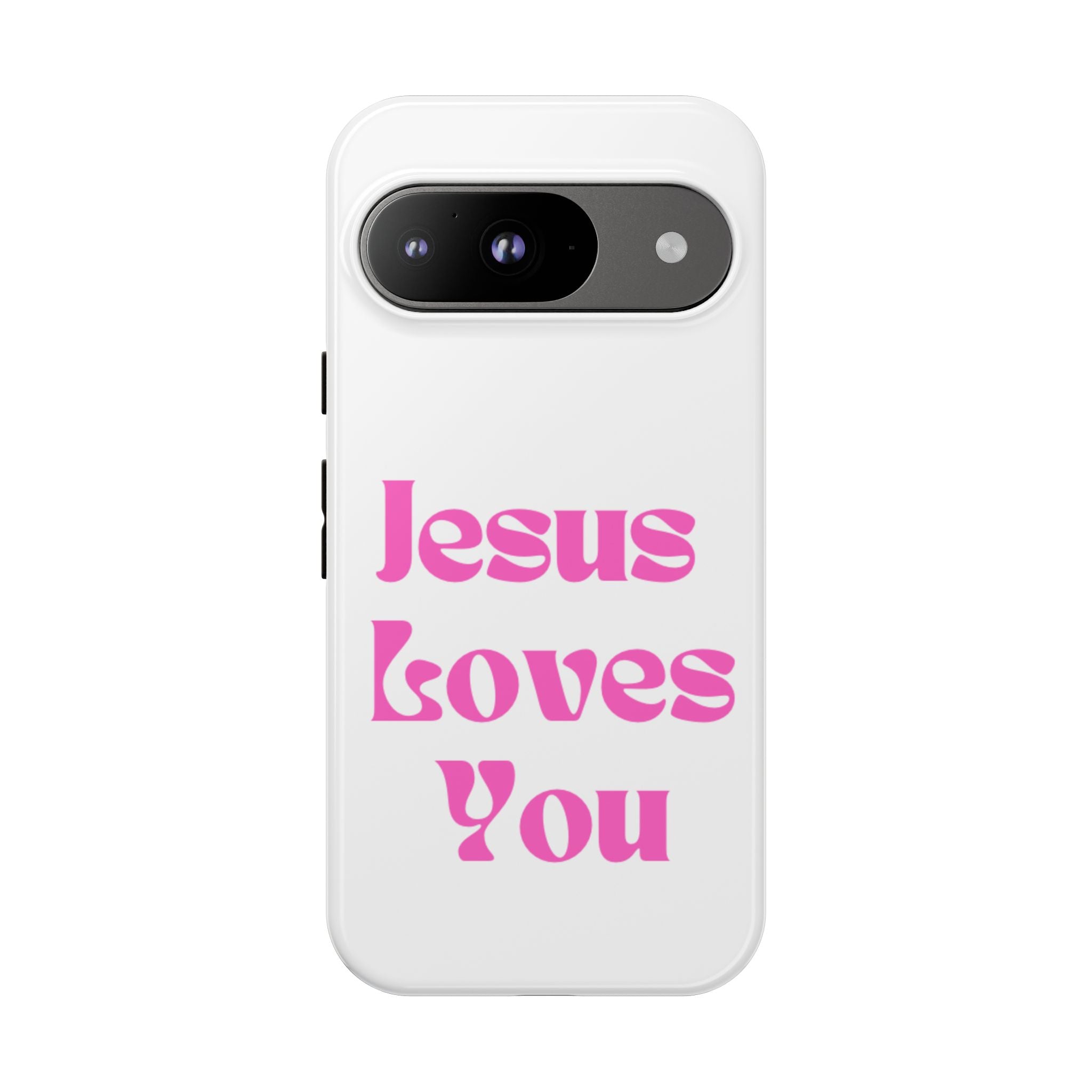 Jesus Loves You Phone Case — Pink Retro Christian Phone Cover