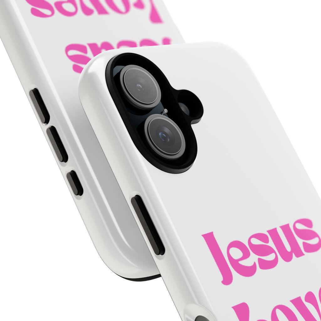 Jesus Loves You Phone Case — Pink Retro Christian Phone Cover