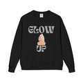 Glow Up Crewneck Sweatshirt — Retro Script Portrait Graphic