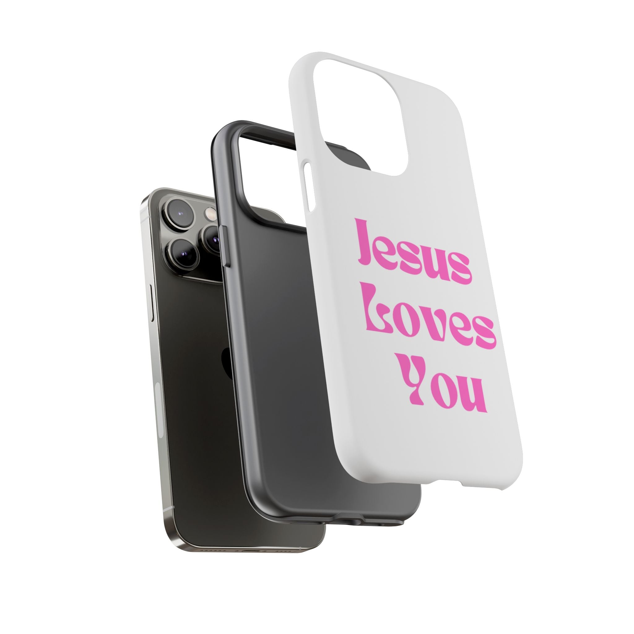 Jesus Loves You Phone Case — Pink Retro Christian Phone Cover
