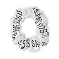 "Jesus Saves" White Scrunchie — Faith-Based Hair Accessory