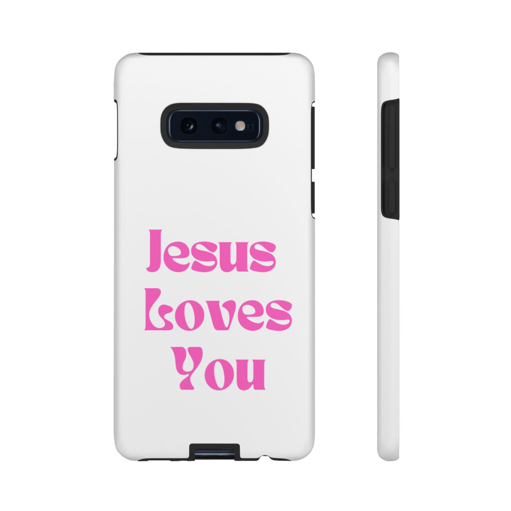 Jesus Loves You Phone Case — Pink Retro Christian Phone Cover