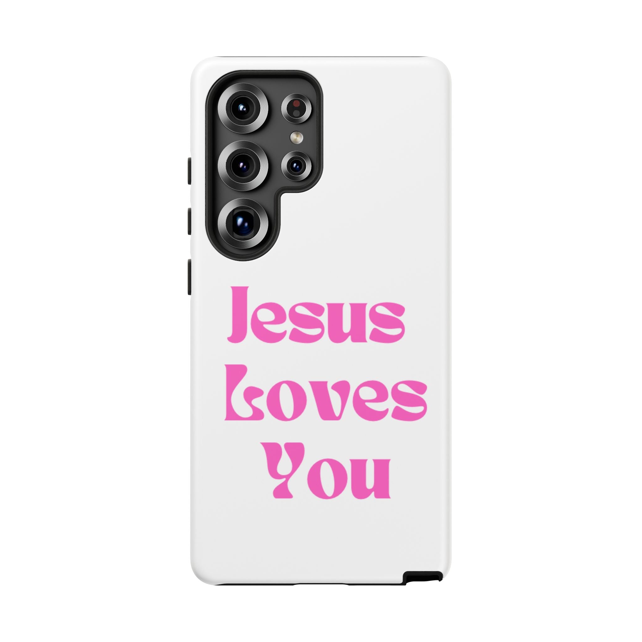 Jesus Loves You Phone Case — Pink Retro Christian Phone Cover