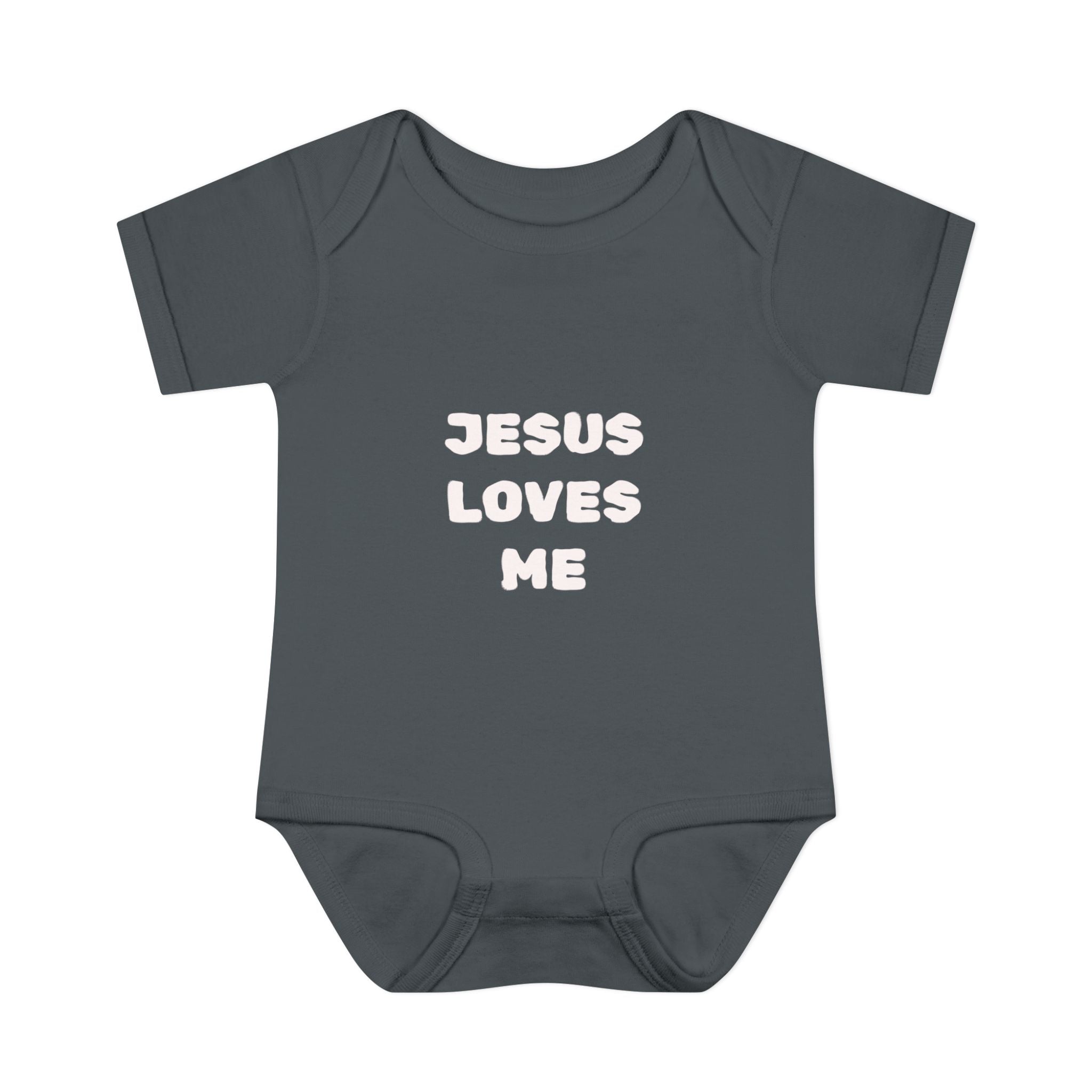 Jesus Loves Me Infant Rib One-Piece (Plain White)