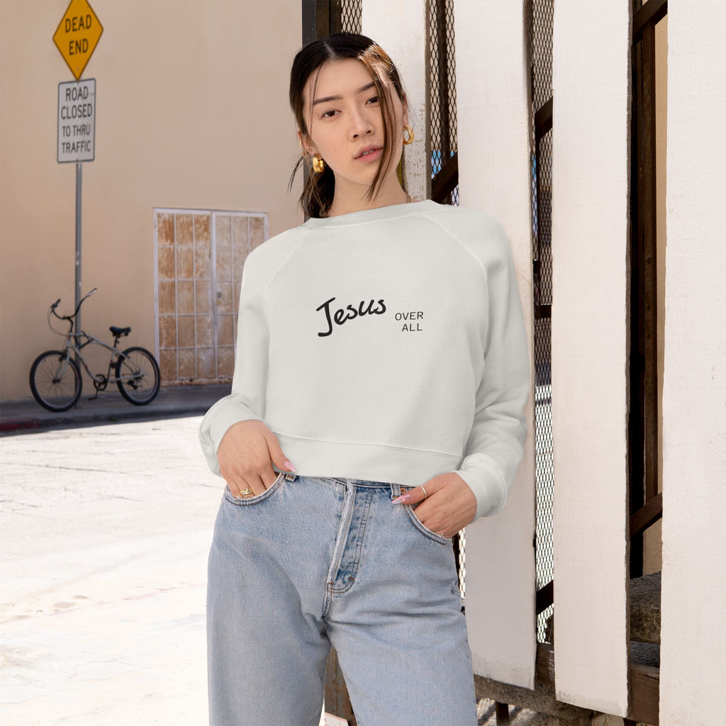 Jesus Saves Cropped Pullover — Women's Faith-inspired Fleece Top
