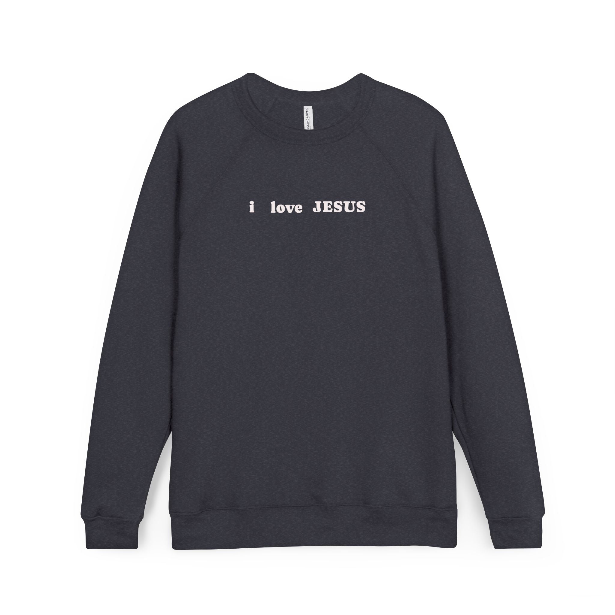 'I love JESUS' Raglan Sweatshirt — Christian Crewneck Pullover