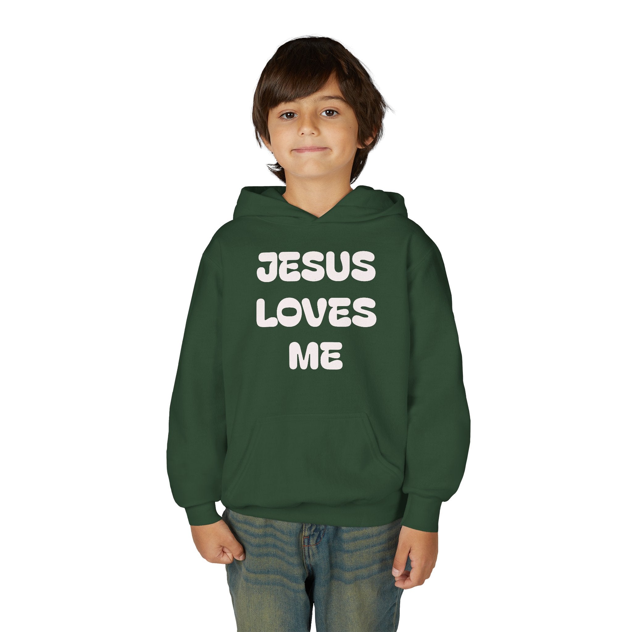 Youth Hoodie — 'Jesus Loves Me' Pastel Faith Pullover