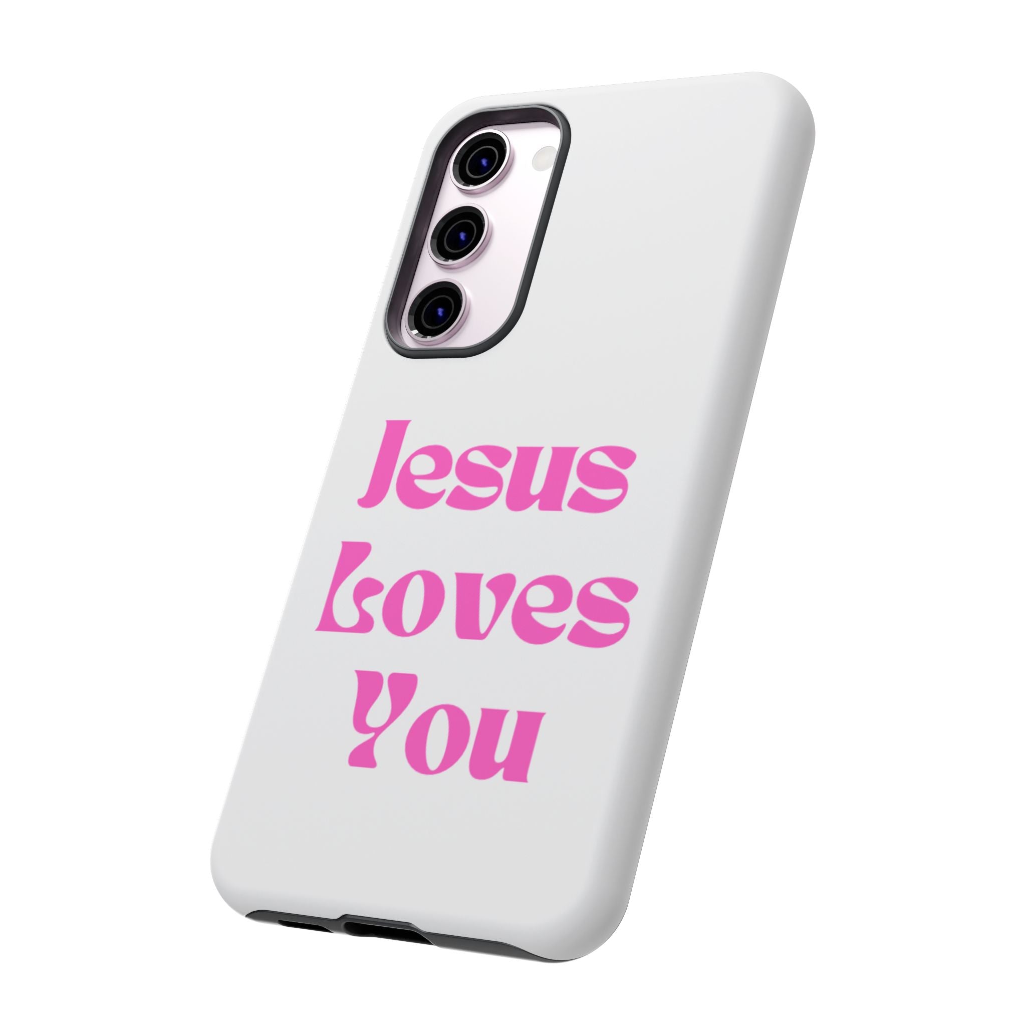 Jesus Loves You Phone Case — Pink Retro Christian Phone Cover