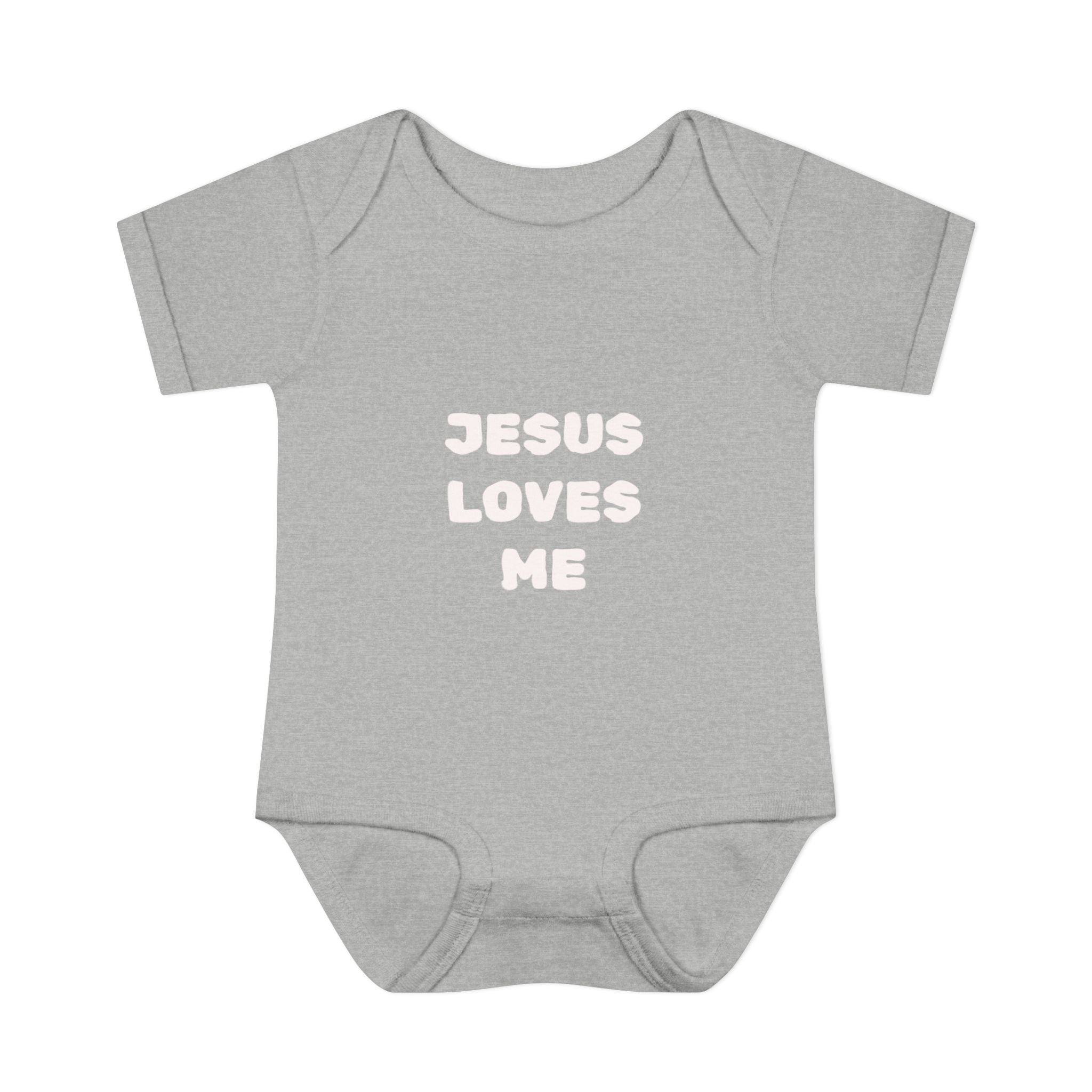 Jesus Loves Me Infant Rib One-Piece (Plain White)