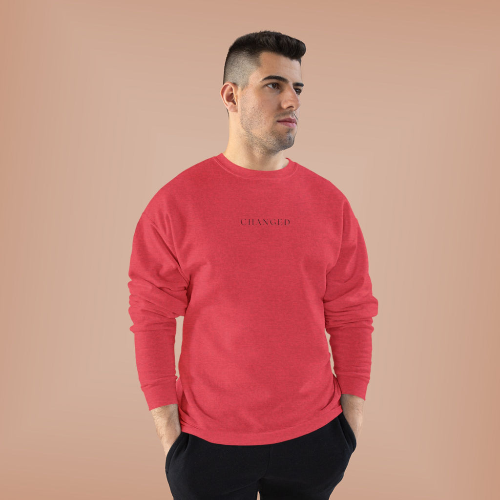 Minimal 'Changed' Crewneck Sweatshirt — Subtle Text Graphic, Eco-Friendly Comfort