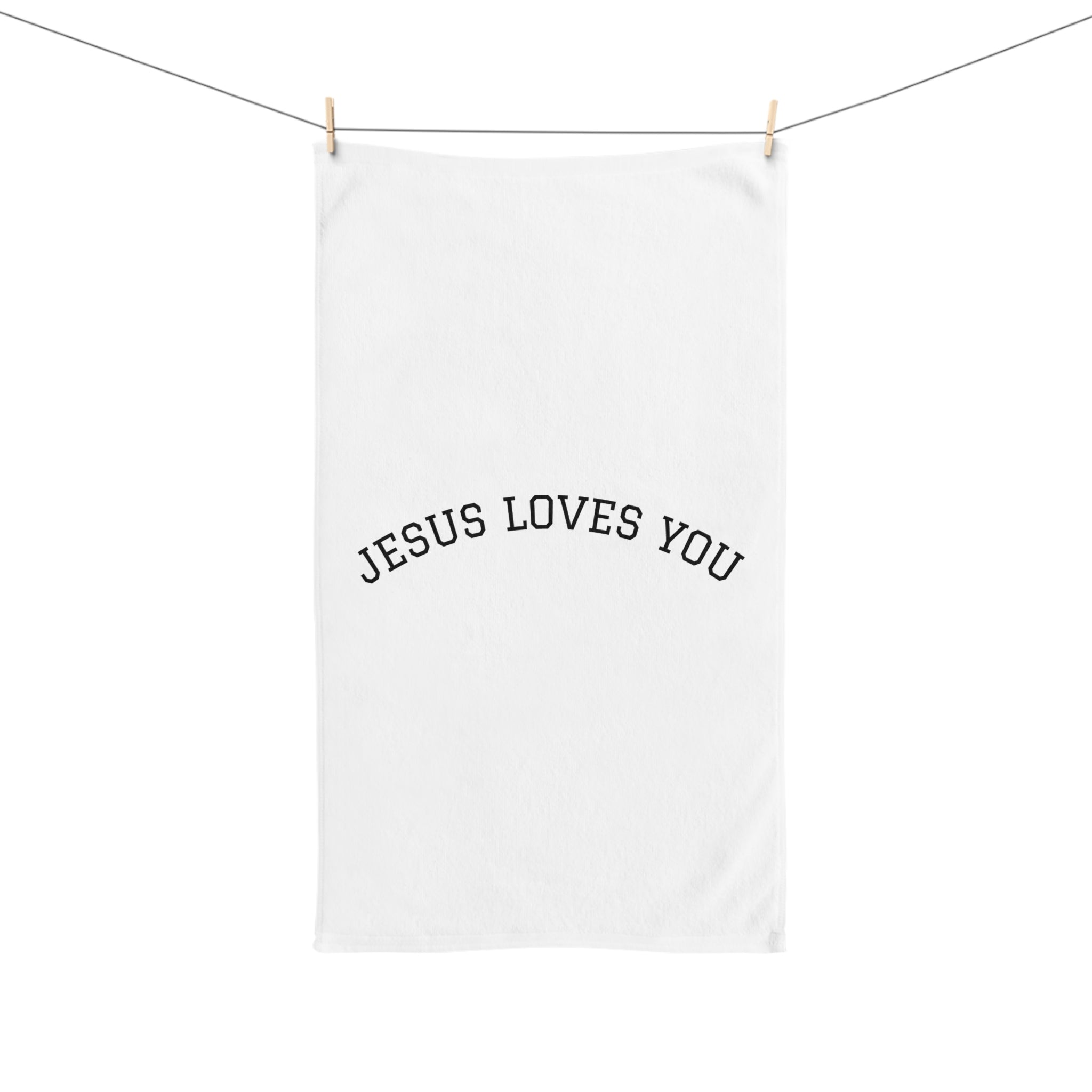 Jesus Loves You Hand Towel — Minimal Faith Kitchen & Bathroom Towel